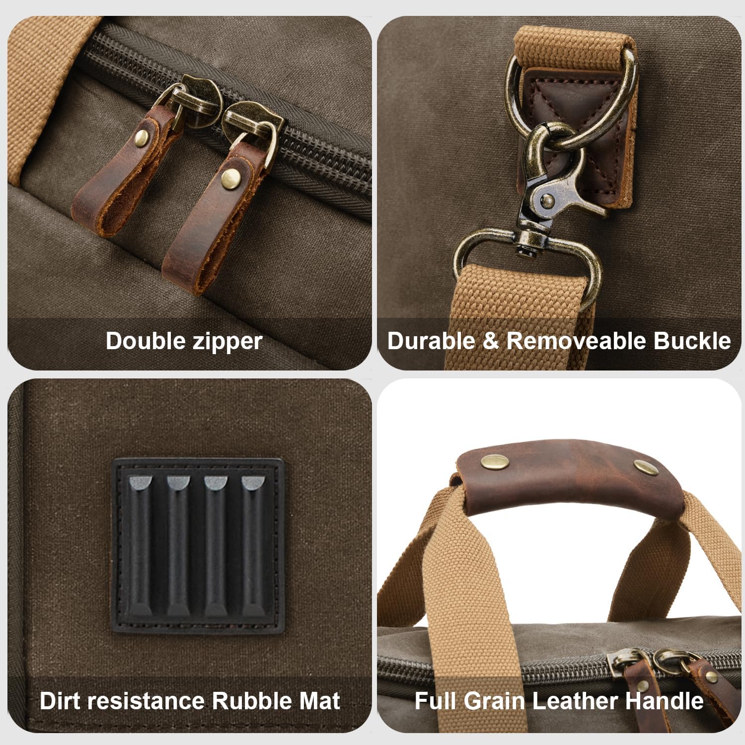 Waxed Canvas Duffel Bag 50L Waterproof Duffle Bag Travel Overnight Weekender Bag - Image 5