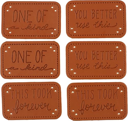 Miniatura 3 de Boye Etiquetas de cuero sarcástico hechas a mano para manualidades, tejido y ganchillo, paquete de 6
