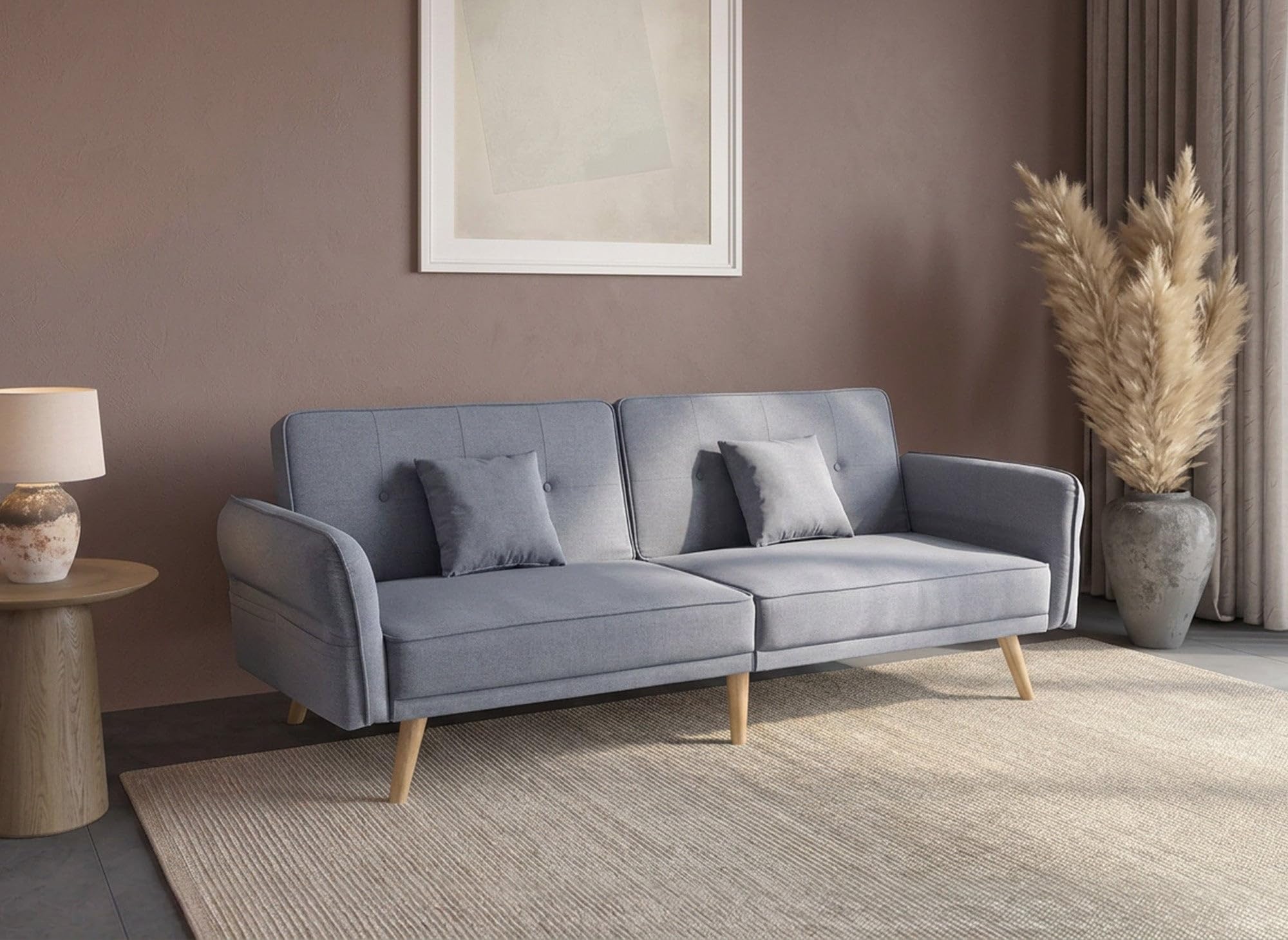 DecoInParis Canapé clic clac 3 Places en Tissu Gris Chili