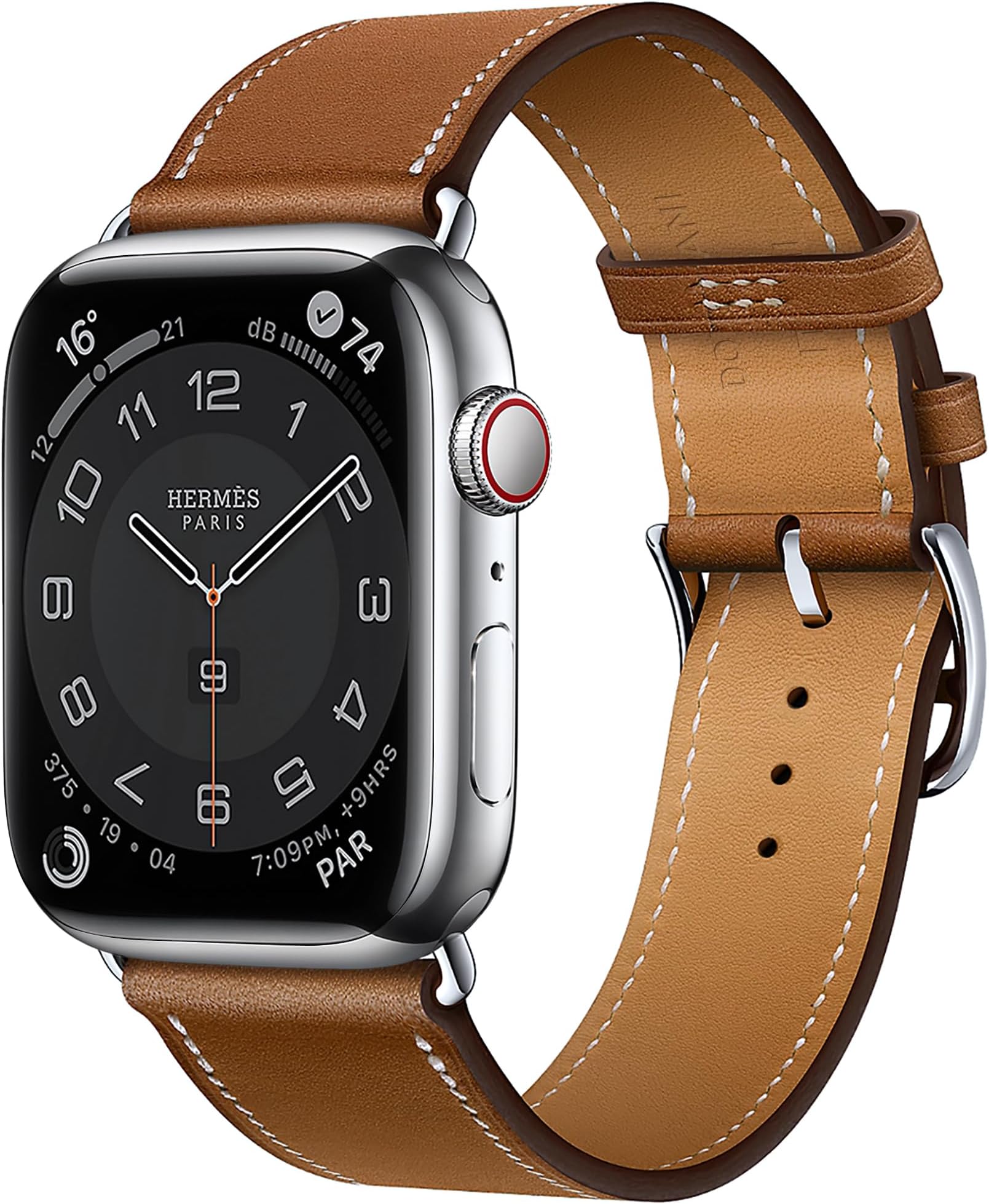 Leather Band Series 7 6 5 4 3 2 1 SE for Men or Women Compatible with Apple Watch Hermes Silver Link Original in Stainless Steel