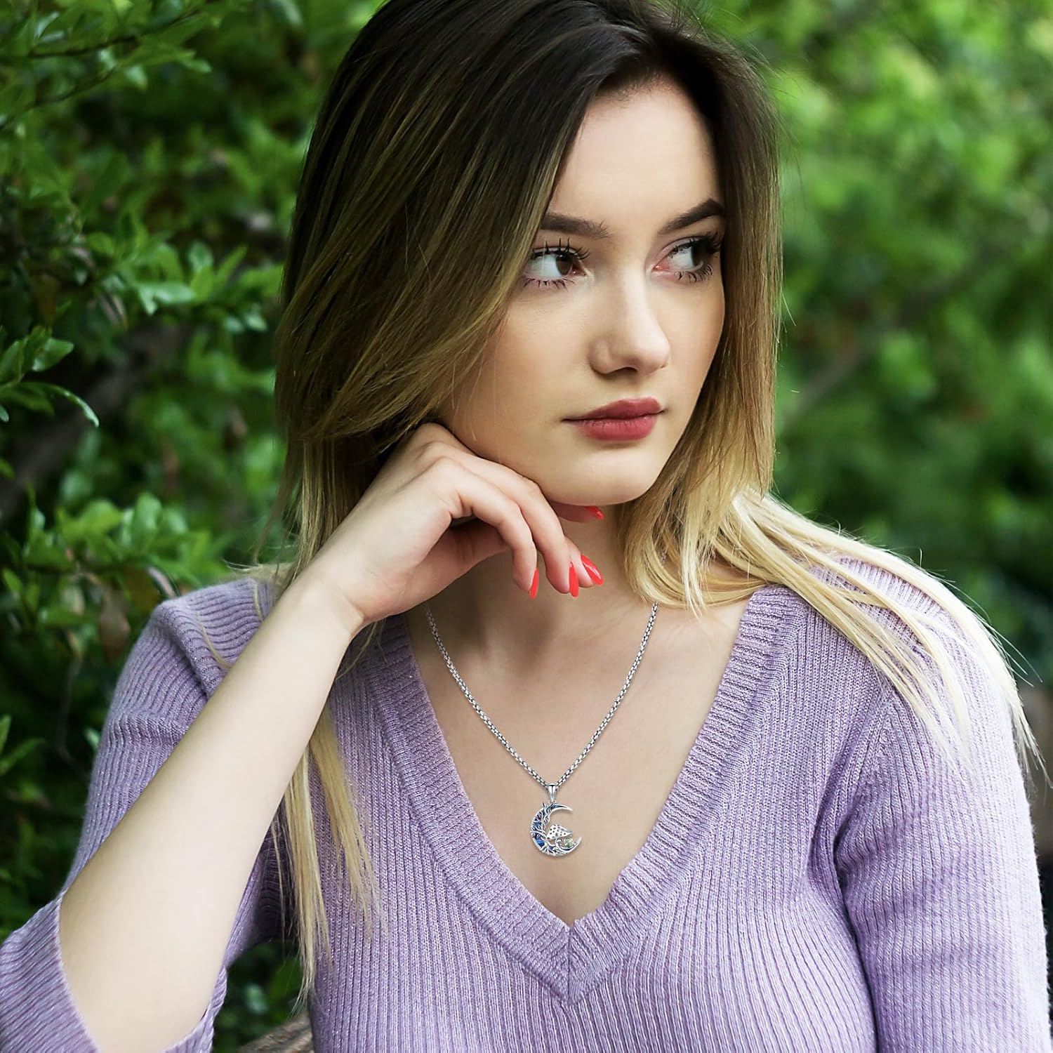 Sterling Silver Tree of Life Necklace for Women Oval Family Tree Necklace Abalone Shell Moonstone Pendant Mother Day Necklace for Mom Tree of Life Jewelry - Image 6