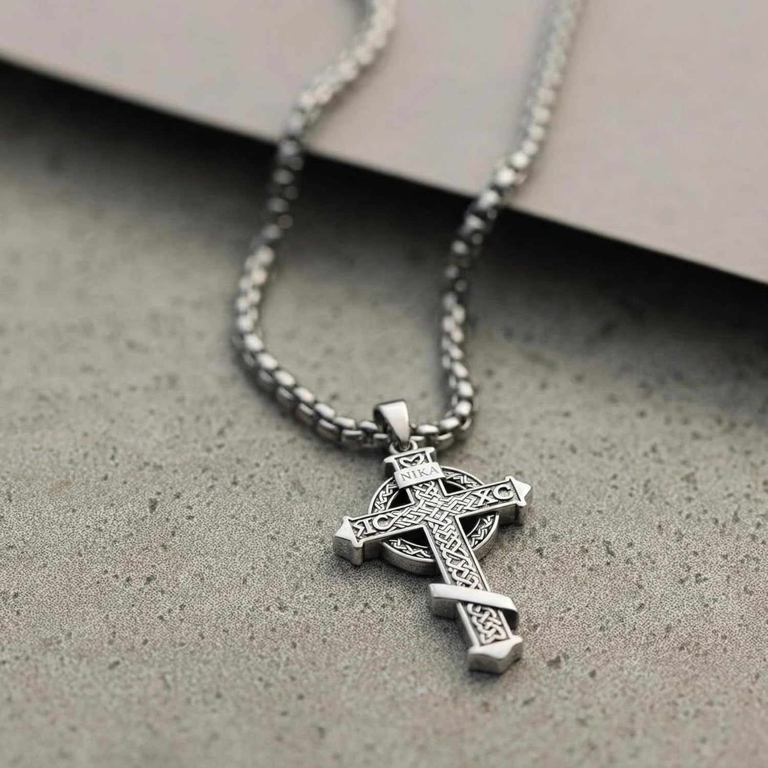 925 Sterling Silver Orthodox Cross Necklace, Crucifix Pendant Eastern Orthodox & Catholic Byzantine NIKA Jesus Cross Necklace for Men Religious Jewelry