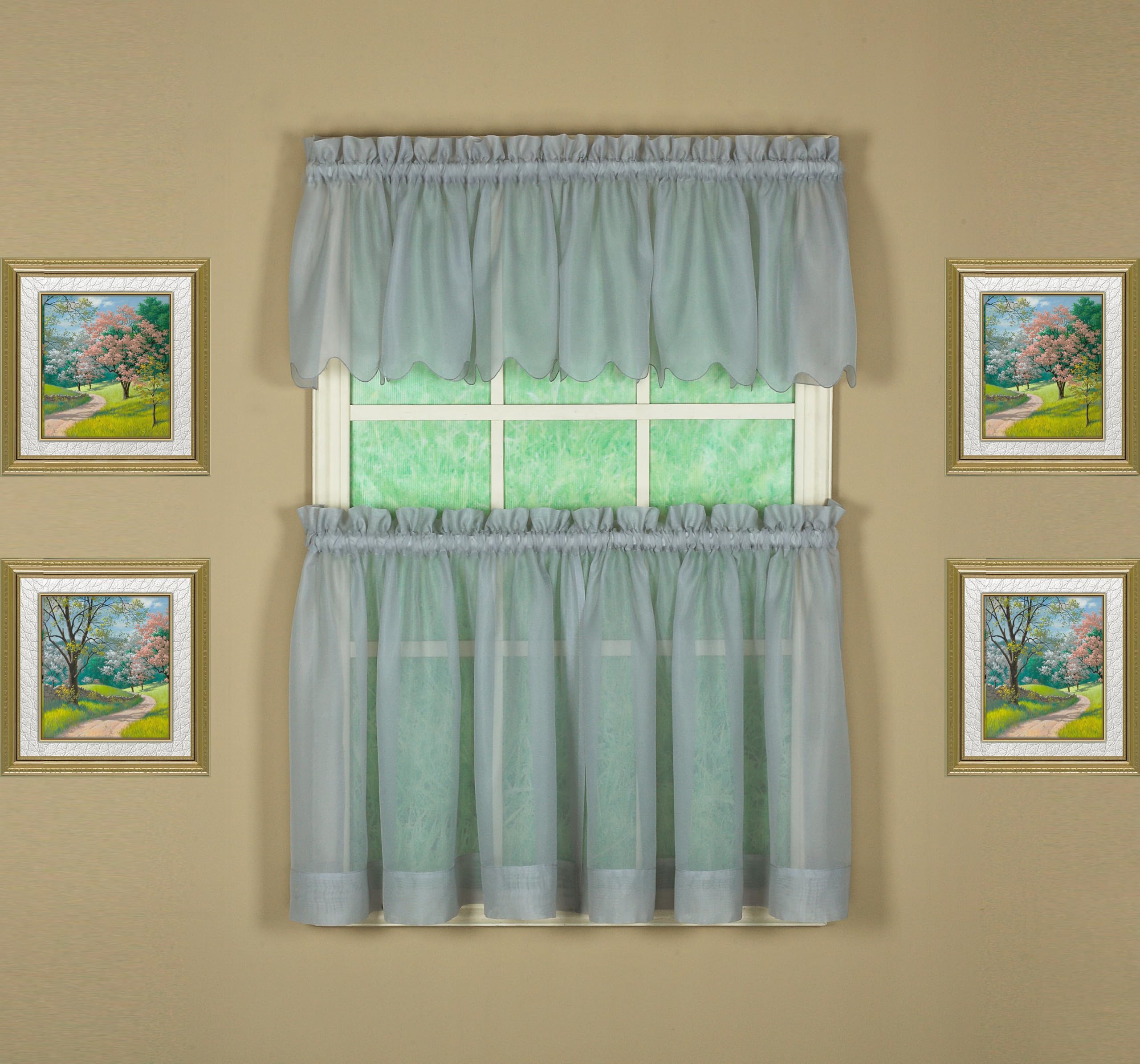 Today's Curtain Emelia Original Voile Tier Pair 30", Grey, 60" W x 30" L