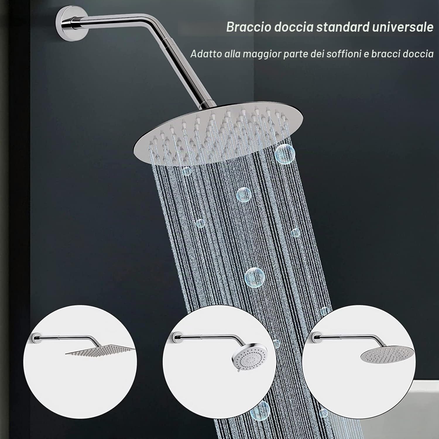 G1/2'' Prolunga per Soffione Doccia, Braccio e Tubo di Estensione in Acciaio Inox per Bagno (15 cm, Cromato)