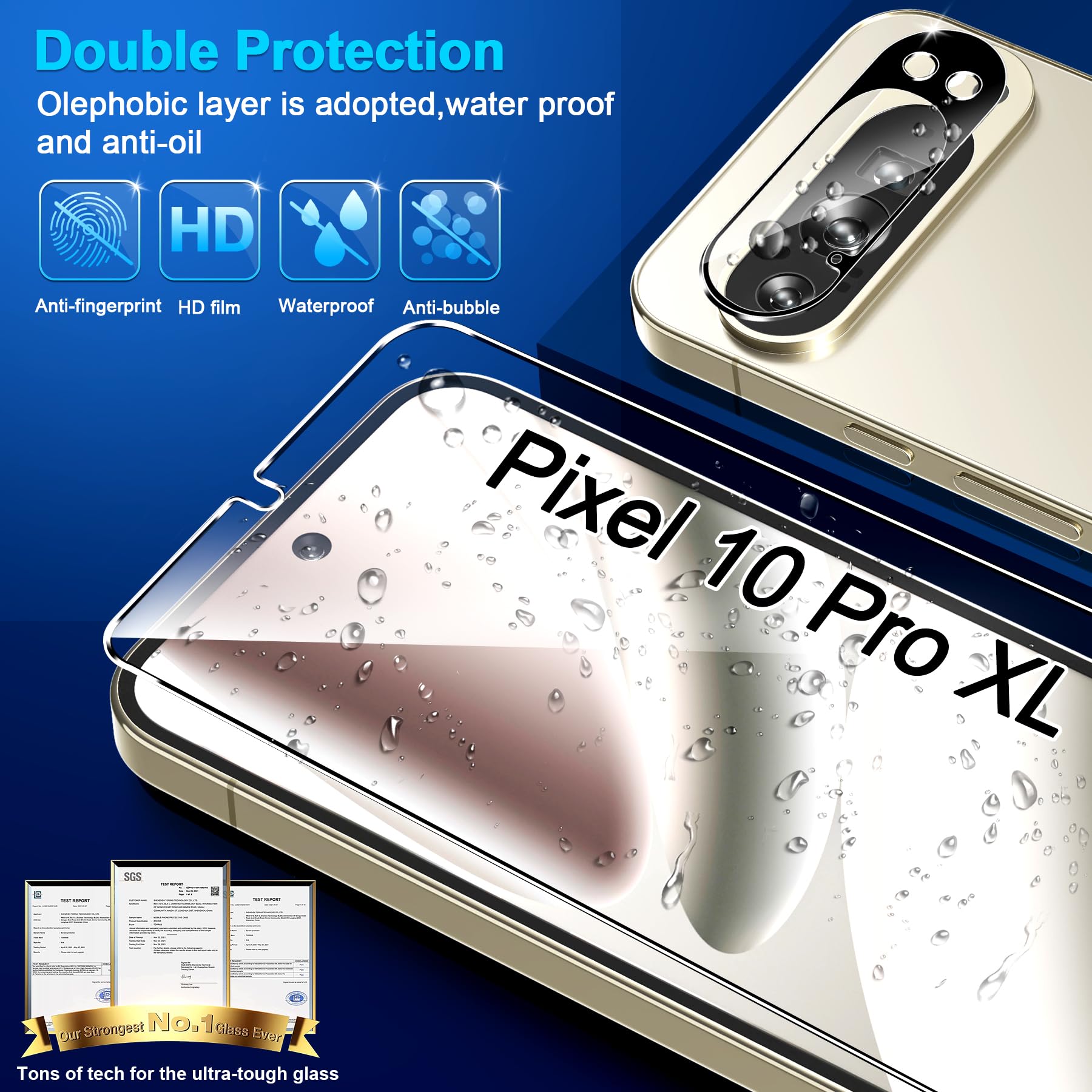 3 Pack Glass Screen Protector for Google Pixel 10 Pro XL [6.8 inch] with 3 Pack Camera Lens Protector, 9H Tempered Glass, Fingerprint Unlock, HD Ultra-thin Bubble-Free