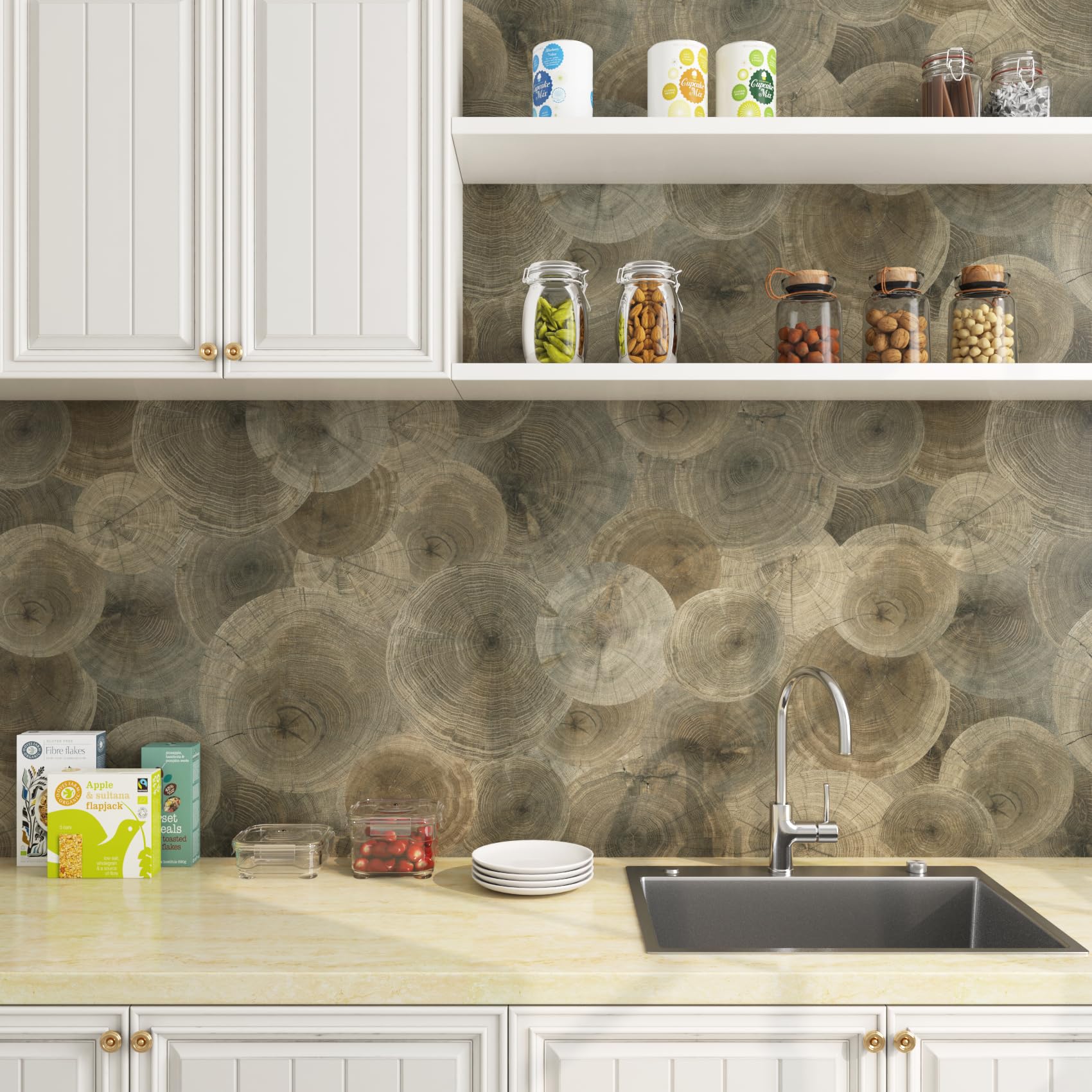 ReWallpaper Wood Effect Wallpaper Grey Brown Sticky Back Vinyl Roll Waterproof Worktop Vinyl Covering 40CMx7M Wood Effect Wallpaper Peel and Stick Contact Paper for Walls Doors Drawers - Image 4
