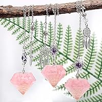 Vista 26 de Rockcloud Stone Pendulum for Dowsing Divitation Meditation Reiki Healing Energy Balancing with Dream Catcher, Fluorite