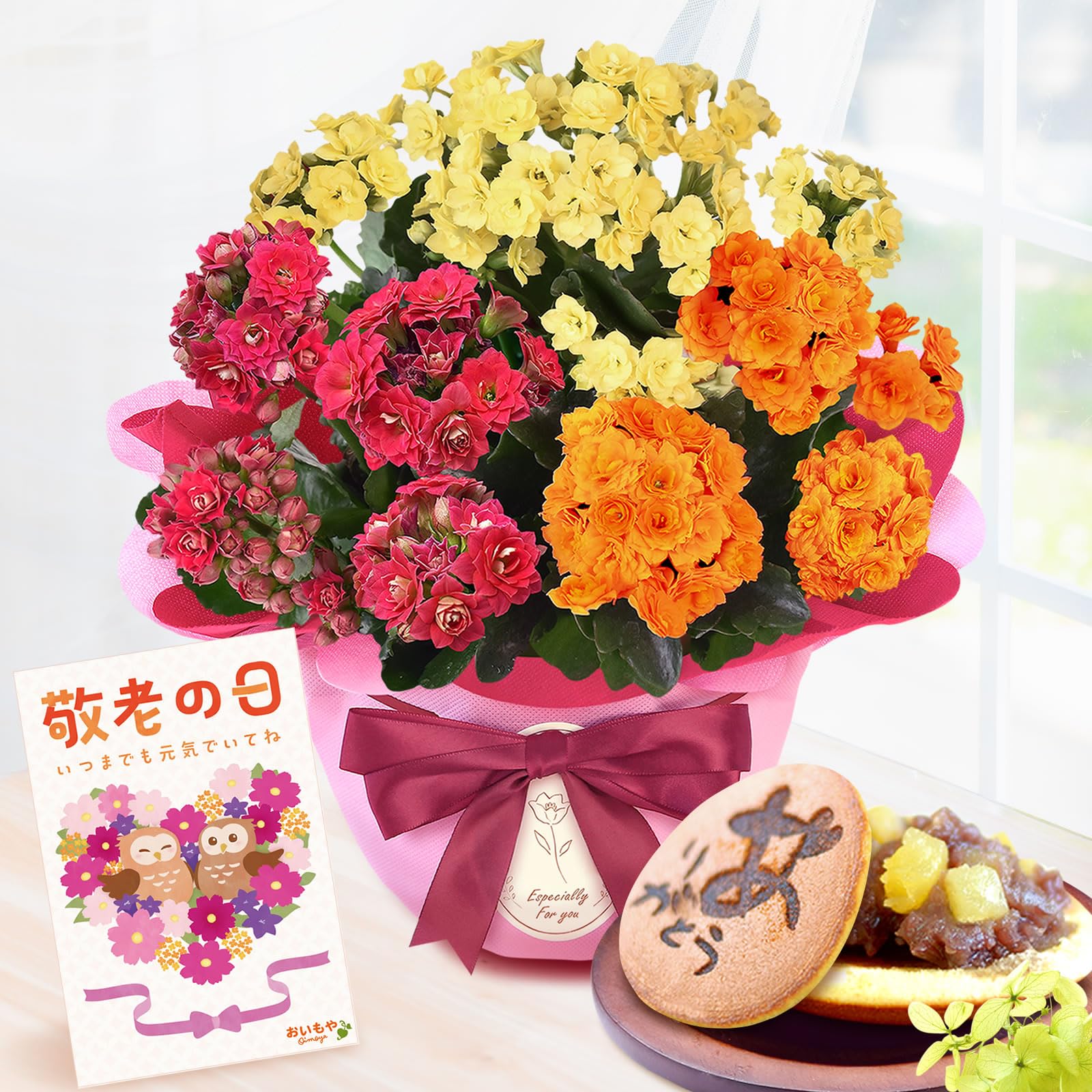 Amazon | おいもや 敬老の日 プレゼント 花 スイーツセット カランコエ