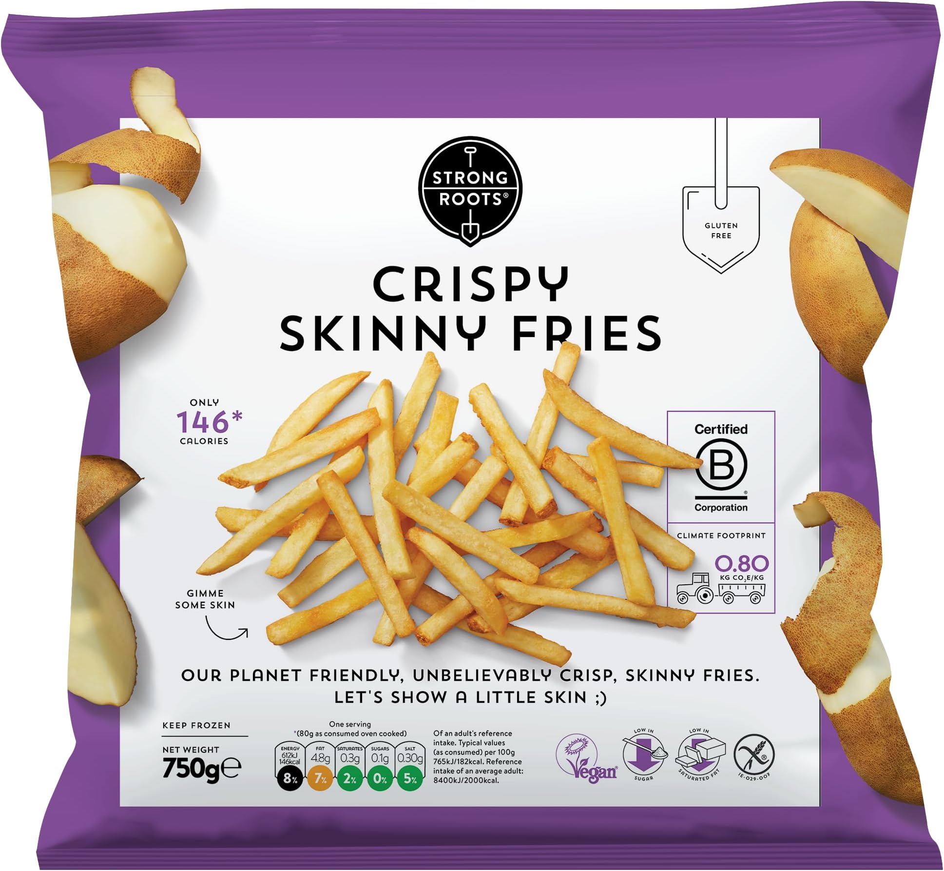 Strong Roots Crispy Skinny Fries, 750g (Frozen)