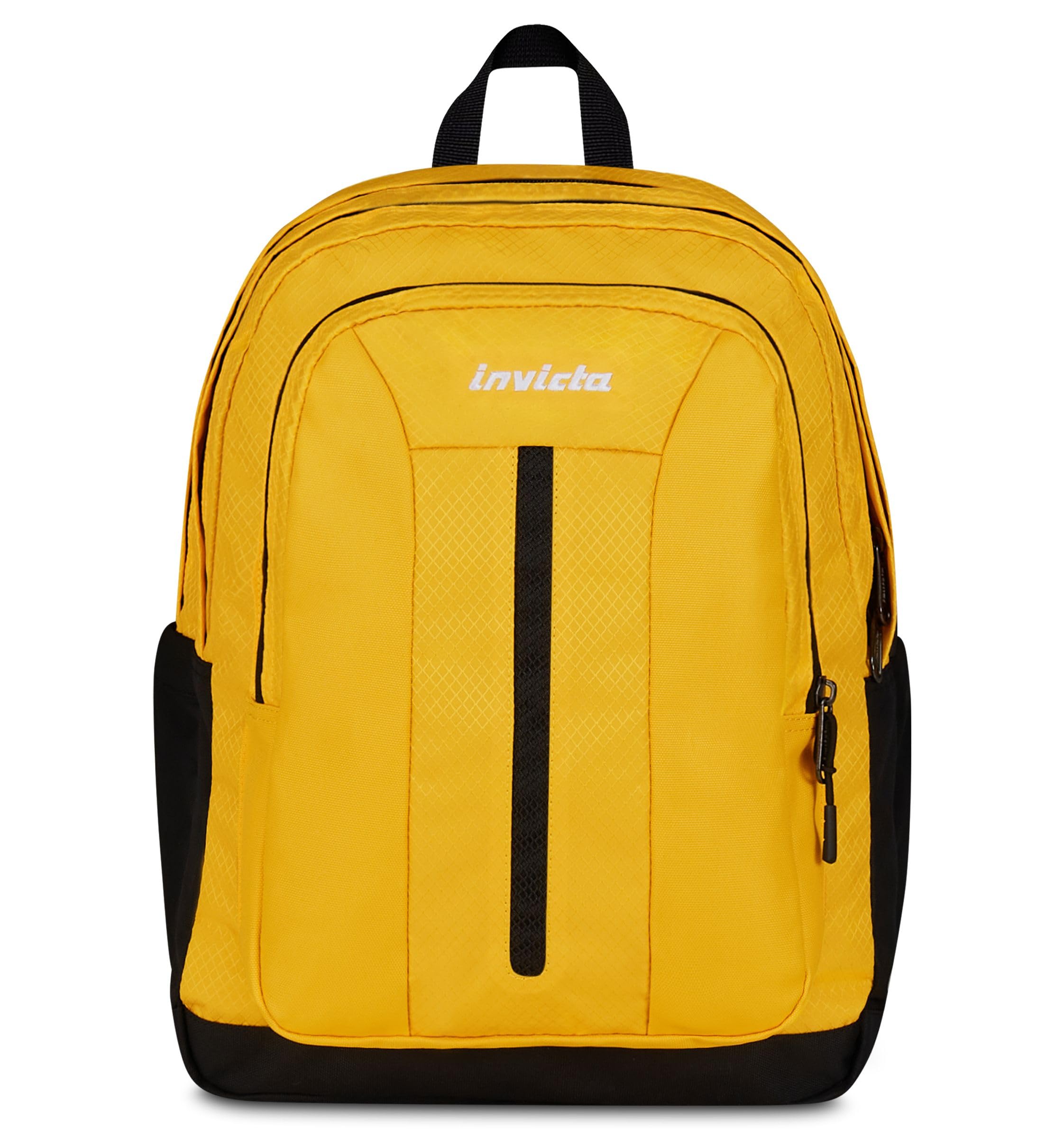 Invicta Jelek UP Led Zaino Scuola Superiori Ragazzo Ragazza, Tinta Unita, Grande, Scomparto PC, Tasca Borraccia, giallo