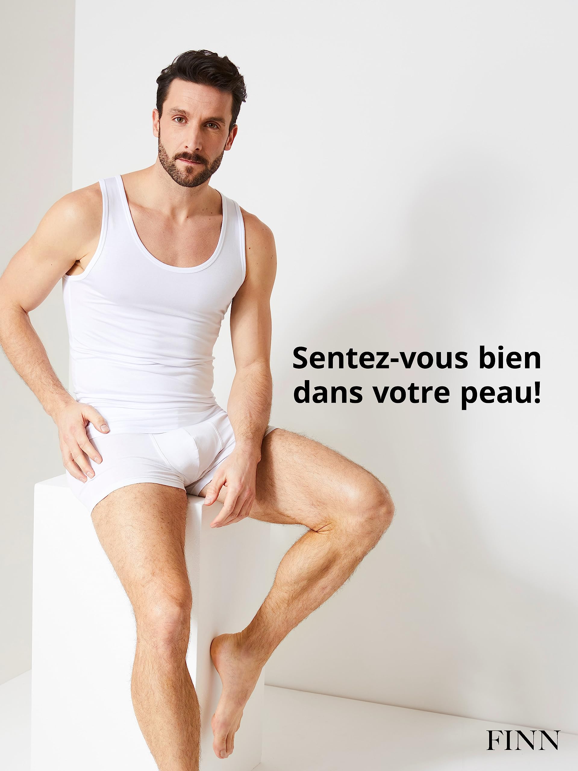 FINN débardeur modelant pour Hommes - Maillot de Corps Shapewear sans Manches en Coton - sous-Maillot de Compression Body Shaper pour Un Ventre Plus Plat