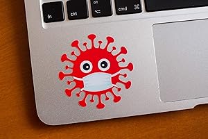 6 Red & Black Vinyl Die Cut Decal - Covid Virus with...