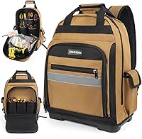 Vista 2 de Mochila para herramientas, mochila de herramientas resistente con base moldeada impermeable, paquete de trabajo para electricista para herramientas