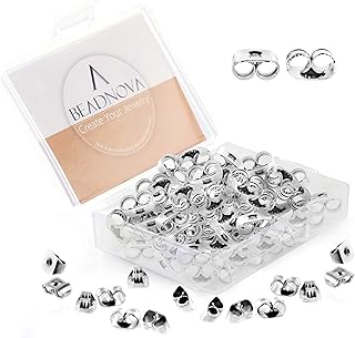 BEADNOVA Earring Backs Stainless Steel Earring Backings for Studs Hypoallergenic Surgical Locking Earring Backs for Posts (120 pcs)