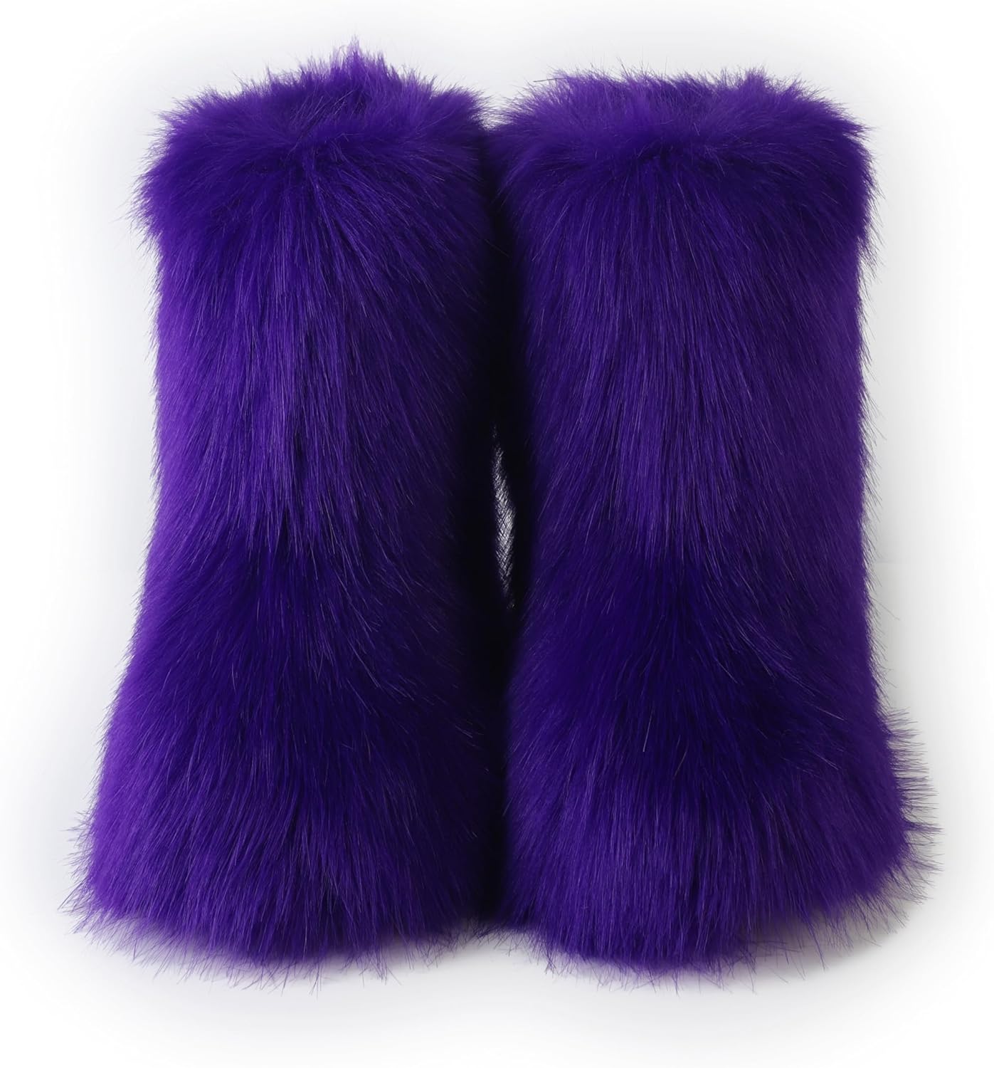Women's Faux Fur Boot, Round Toe Suede Winter Fuzzy Shoes, Warm Snow Comfy Plush Short Flat Mid-Calf and Knee High Furry Fluffy Boots