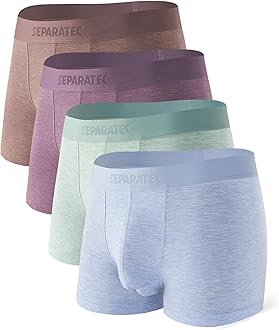Separatec Mens Trunks Underwear with Dual Pouch, Soft Breathable Rayon Made from Bamboo Trunk Underwear for Men