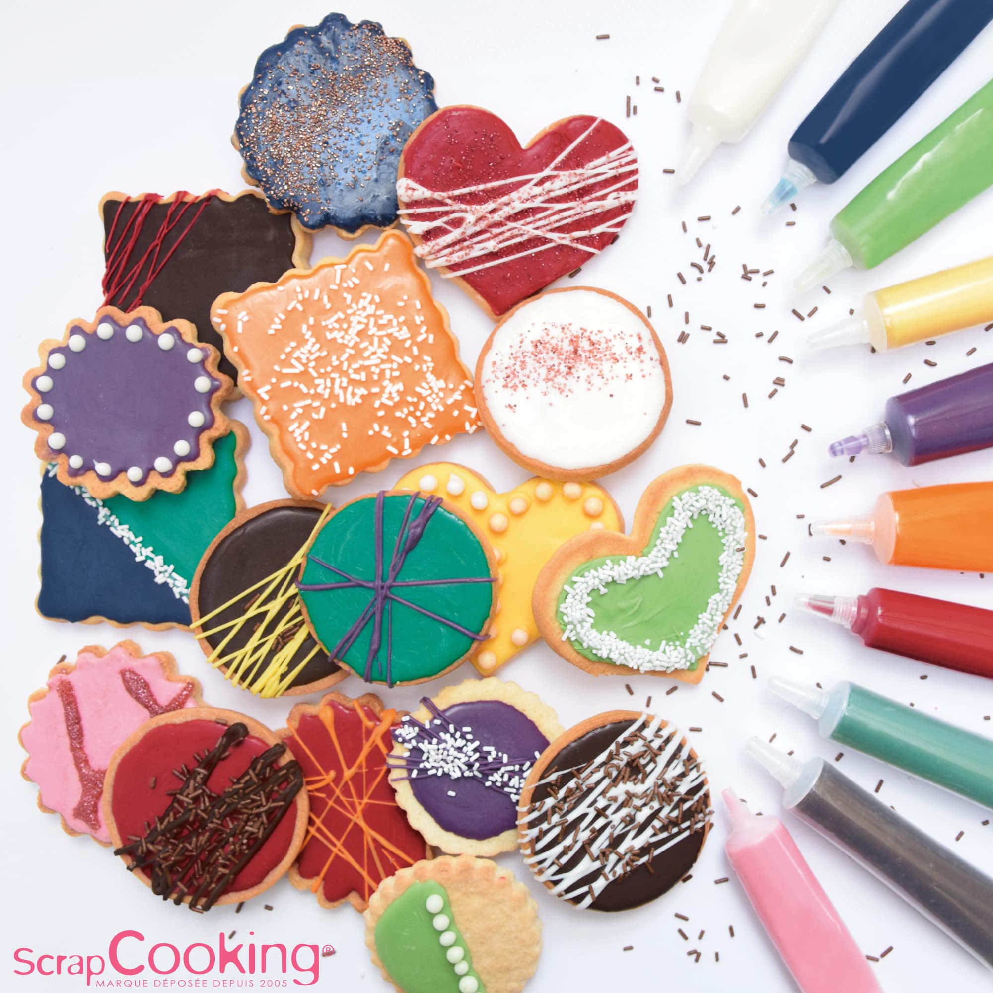 ScrapCooking - 10er-Set Schoko-Stiften - Lebensmittelstifte Schokoladen - Essbarer Dekorativer Zuckerstift - Schreiben und Zeichnen - Beschriftung von Fondant, Glasuren, Torten - 6820