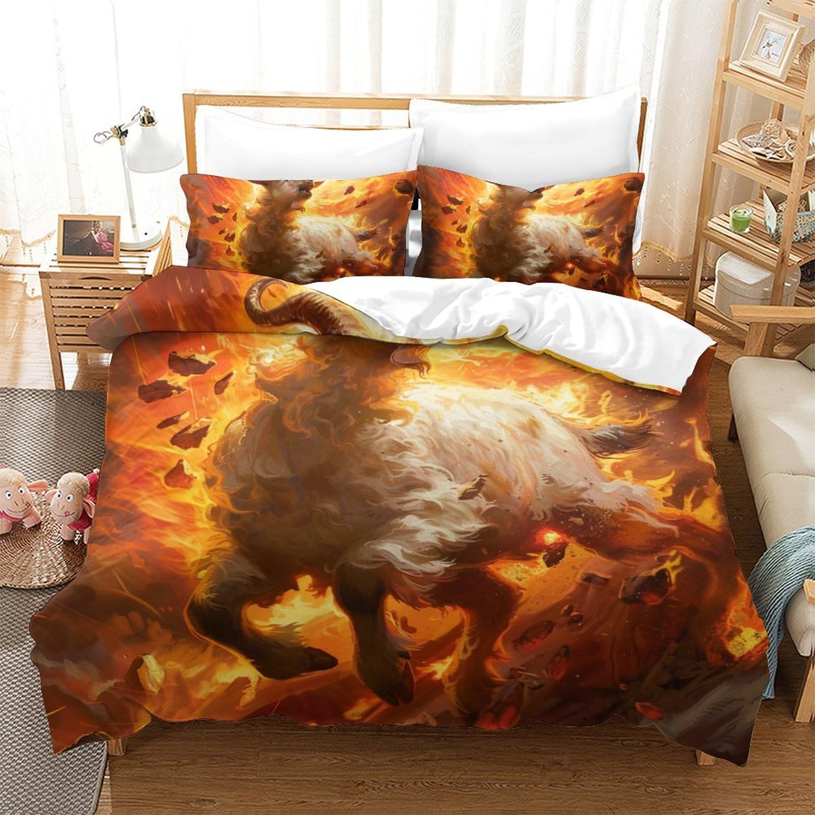 Housses de couettes chèvre en microfibre 3 pièces pour lit King 220x240cm