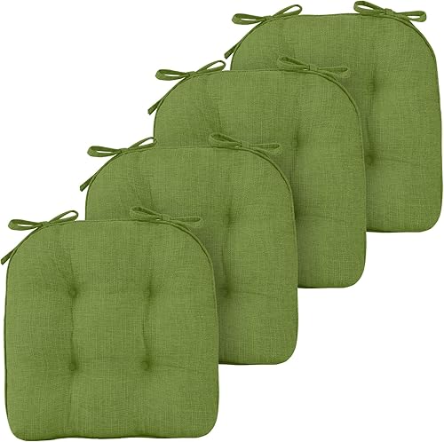 Miniatura 8 de Basic Beyond Cojines para sillas de comedor, 4 unidades, cojines de espuma viscoelástica con lazos y respaldo antideslizante, 15.5 x 15.5 pulgadas,