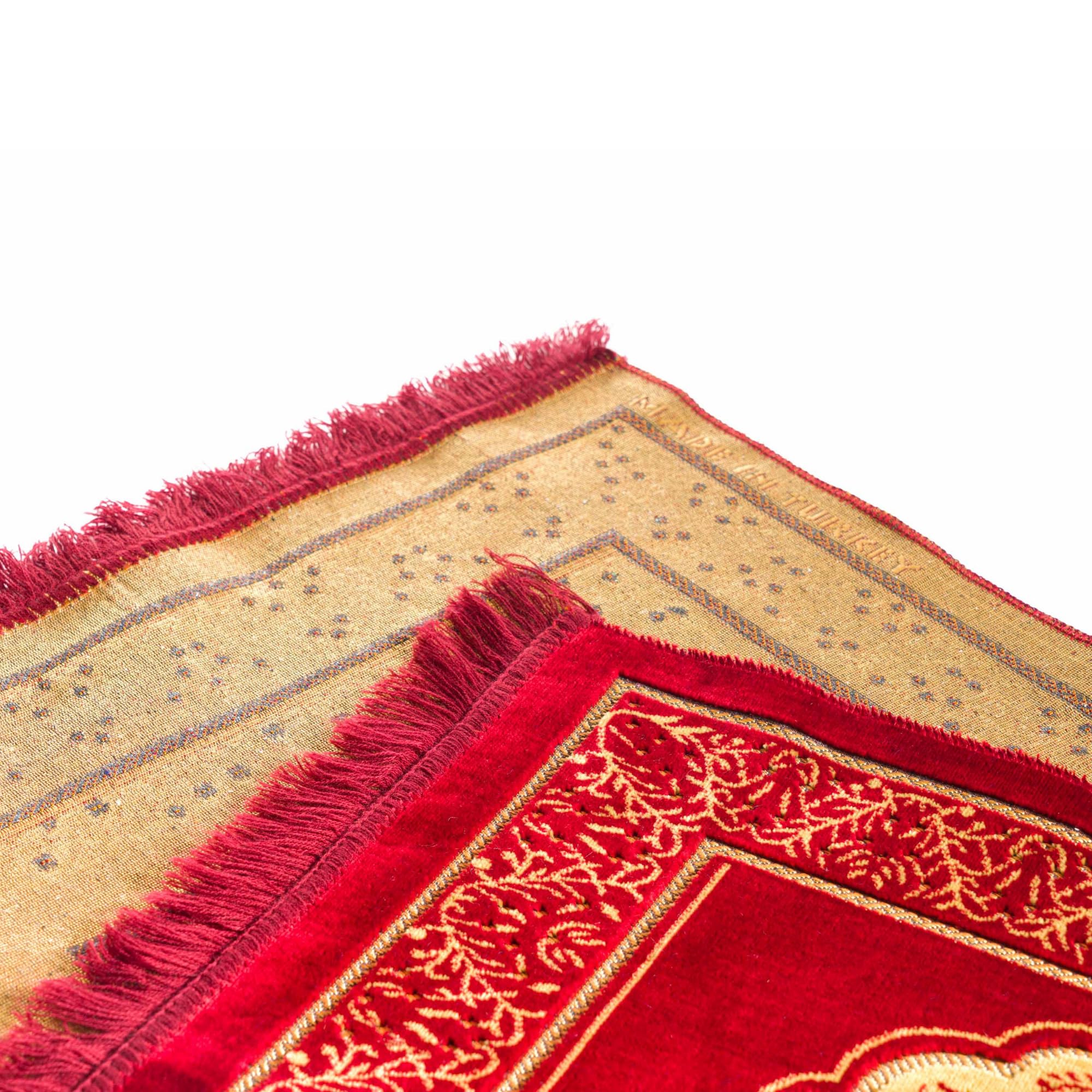 Tapis De Prière Islamique En Velours Peluche - Motif Mosquée Fleurie, 3 Couleurs Disponibles