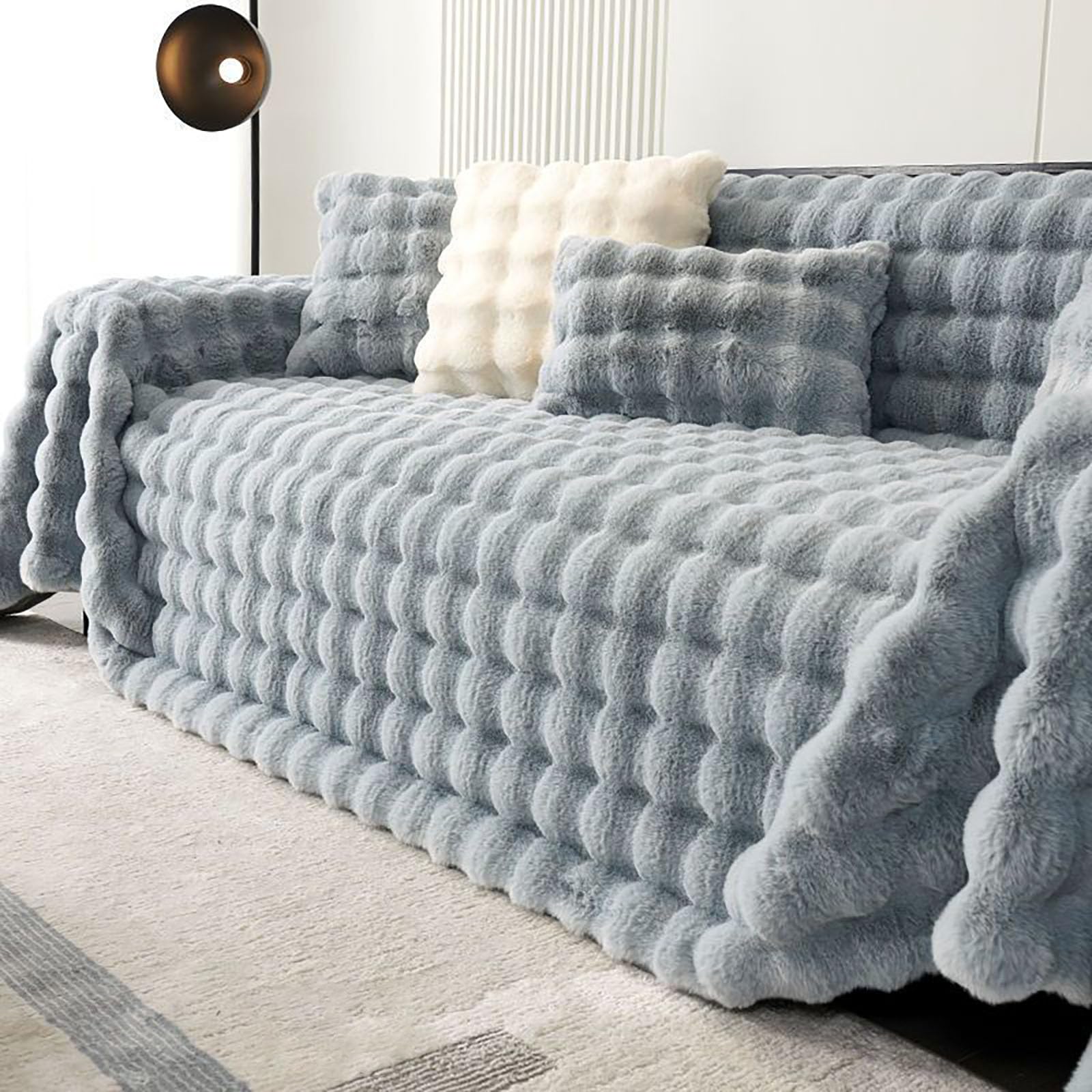 Housse de canapé d'hiver douce et lavable pour protéger votre salon en L