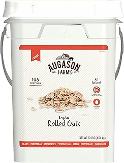 Augason Farms Regular Rolled Oats Emergency Food Storage 10 Pound Pail
