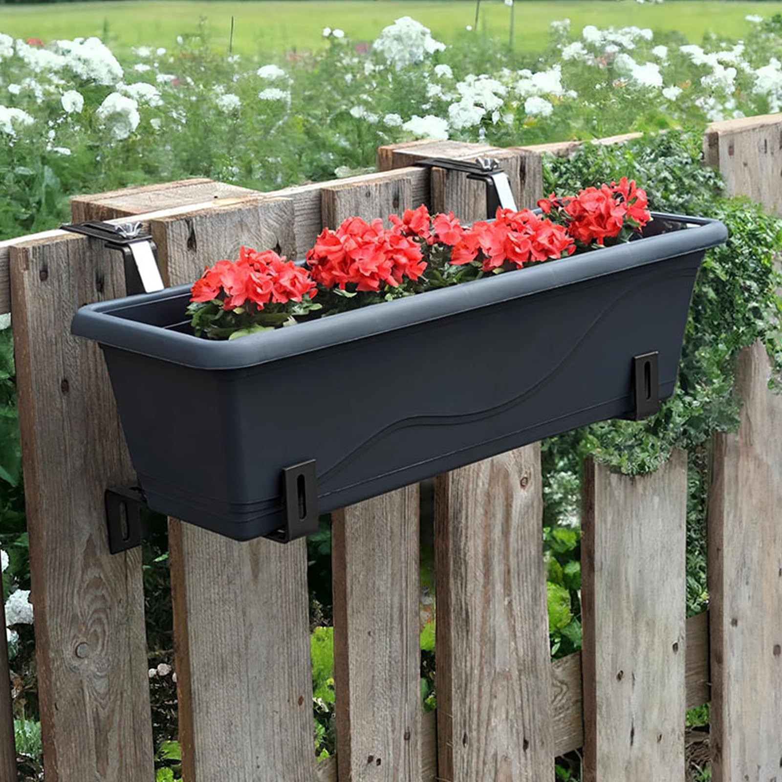 Balkon Blumenkastenhalterungen Verstellbar Klemmgeländer 4er Set, Metallhalter mit 3-14cm Passführung und 5,5-8,6
