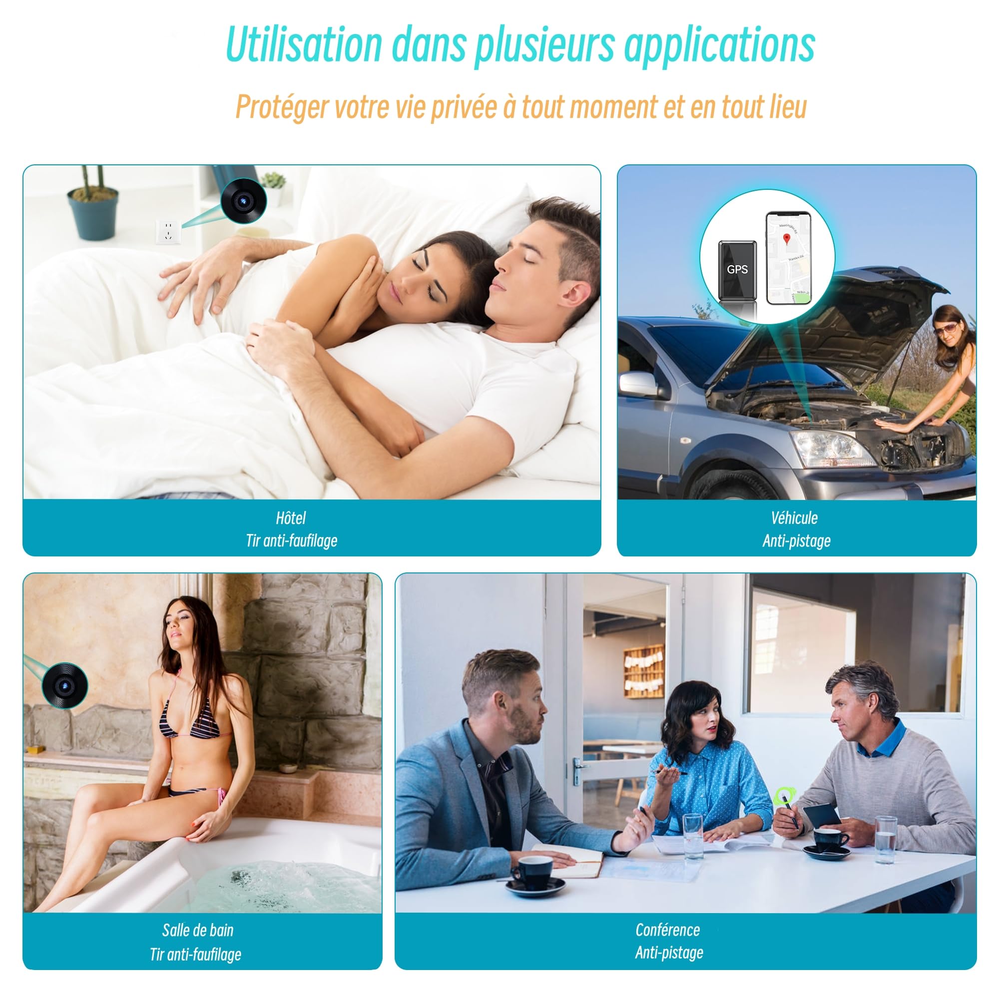 Détecteur Caméra Espion – Micro Espion Détecteur, Bug Détecteur RF sans Fil, Détecteur de Micros GPS, Scanner de Signal RF sans Fil, Détecteur pour Hôtel, Maison, Bureau