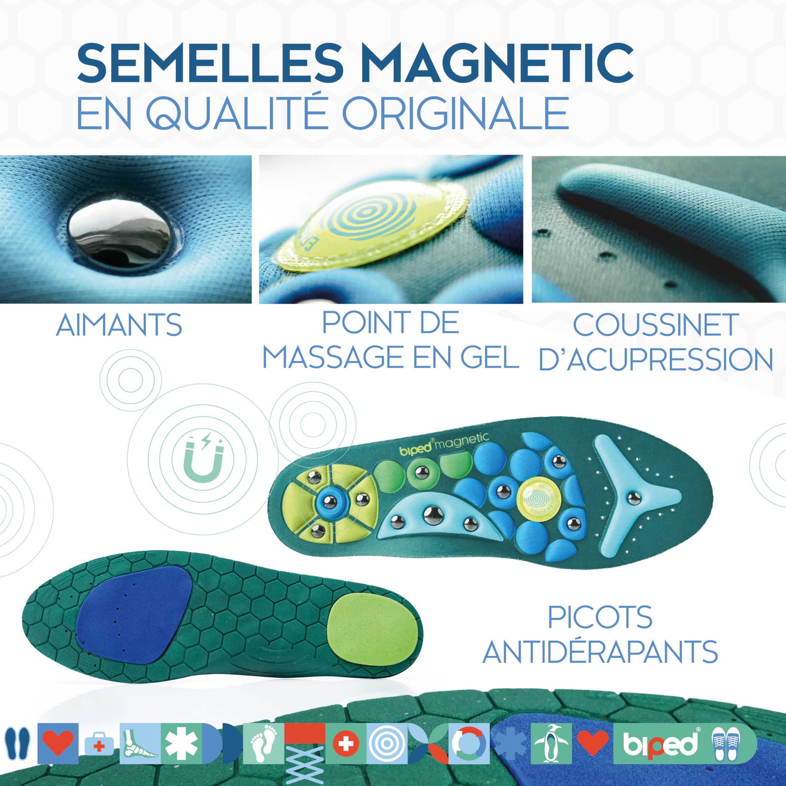 biped Semelles d'acupression magnétiques originales Akupressur pour hommes et femmes - également en cas de fasciite plantaire, de pied plat et pour le massage des pieds z2930(S = 36-39) - 5