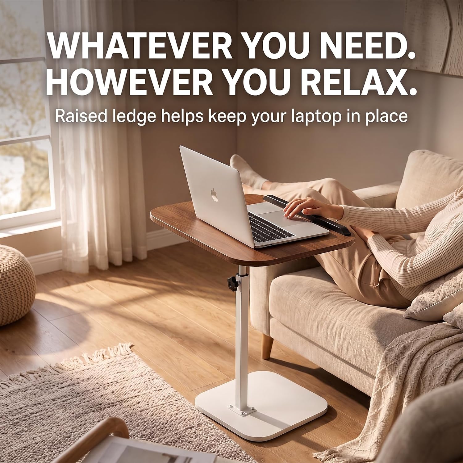 PureBox TV Tray Table, Adjustable Height Side Table with Dual-Screw Lock