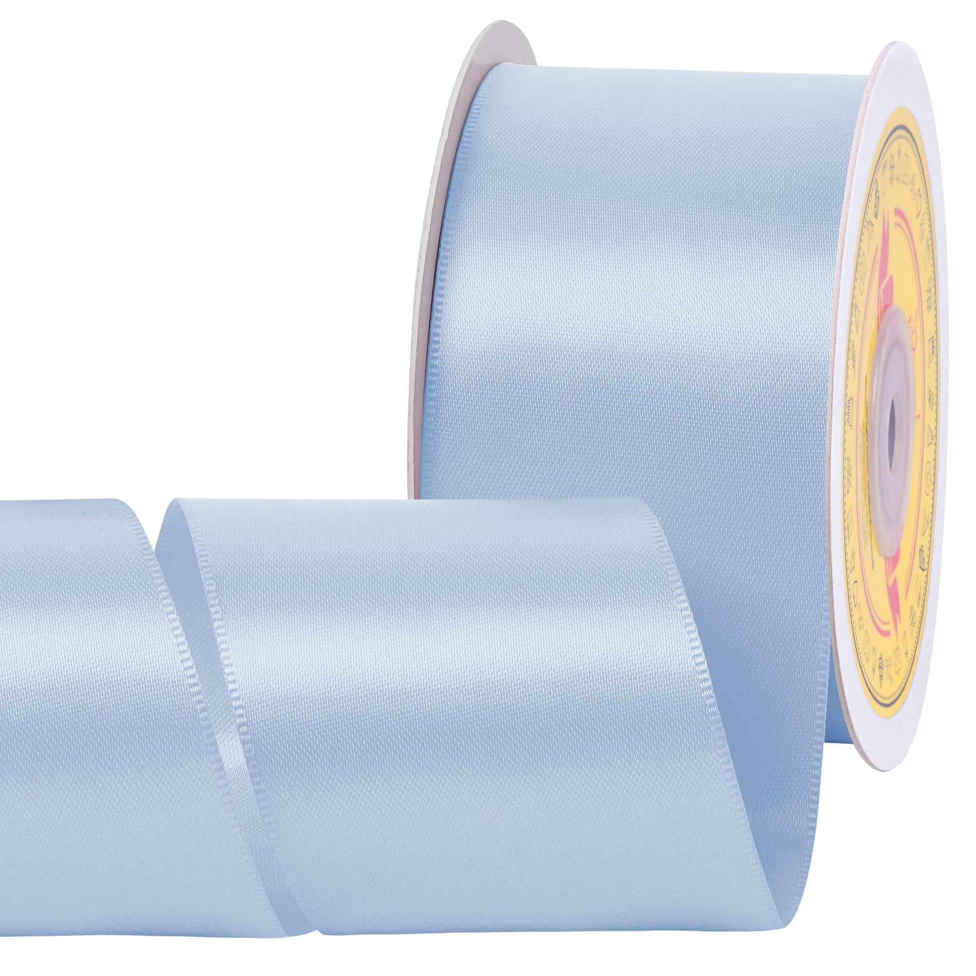 Double Face Blue Bell Satin Ribbon 2 Inch x 25 Yards Polyester Ribbon for Gift Wrapping Easter Weddings Party Decorations Hair Bows Invitations