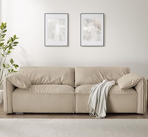 Miniatura 3 de Sofá de dos plazas de 94.5 pulgadas, sofá de lujo contemporáneo para sala de estar, fácil de montar, lino