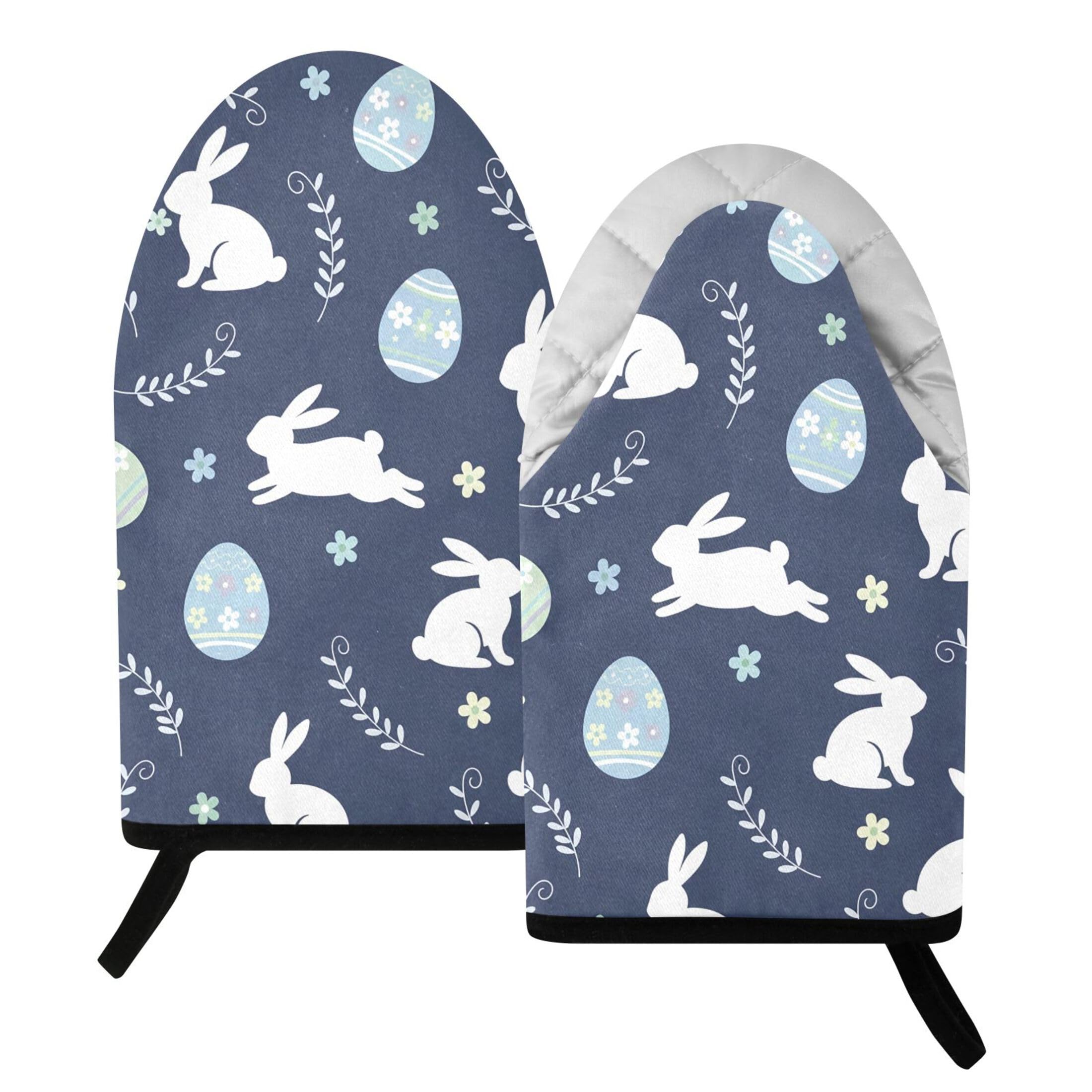 Kutsu Bunny Egg Oven Mitts for Kitchen, Heat Resistant Cotton Oven Gloves for BBQ Baking Cooking, Breathable Kitchen Essentials, 2 pcs