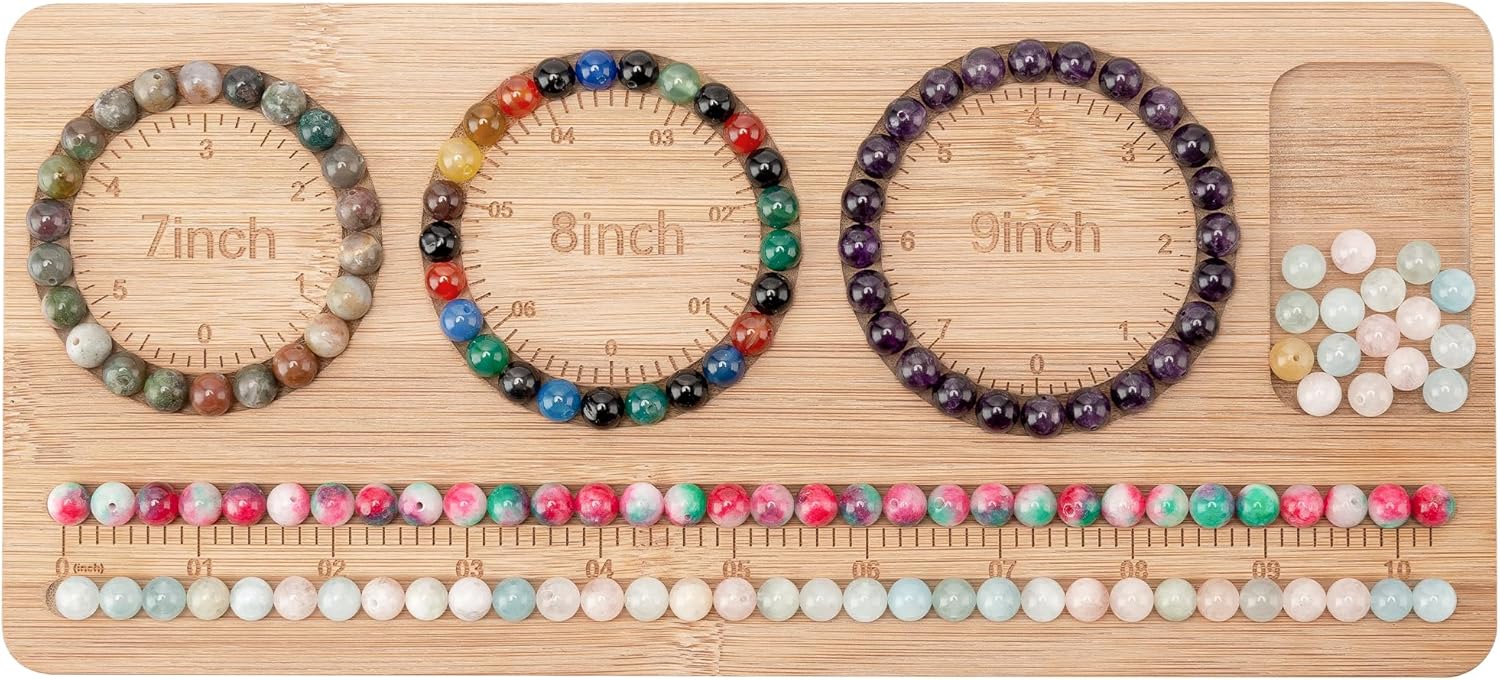 HSZCTUY Bead Board for Jewelry Making, Bamboo Beading Board for Bracelet Making, Beads Maker, Bracelet Making Kit, Bead Tray, Bracelet Sizer, Jewelry Making Supplies