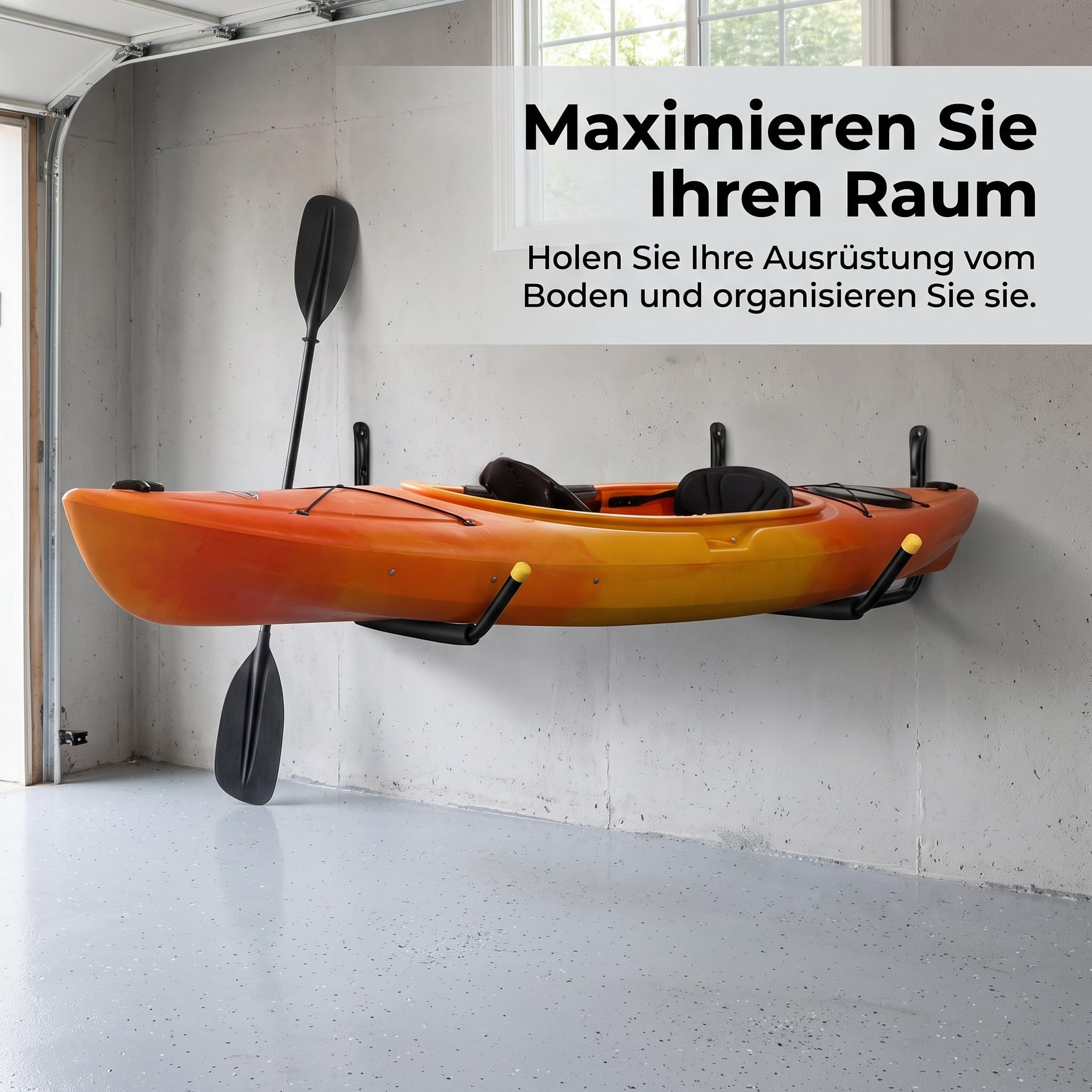Supporto da Parete per Kayak e Canoa, Gancio Portaoggetti in Metallo per Garage, per Tavola da Surf e Paddleboard