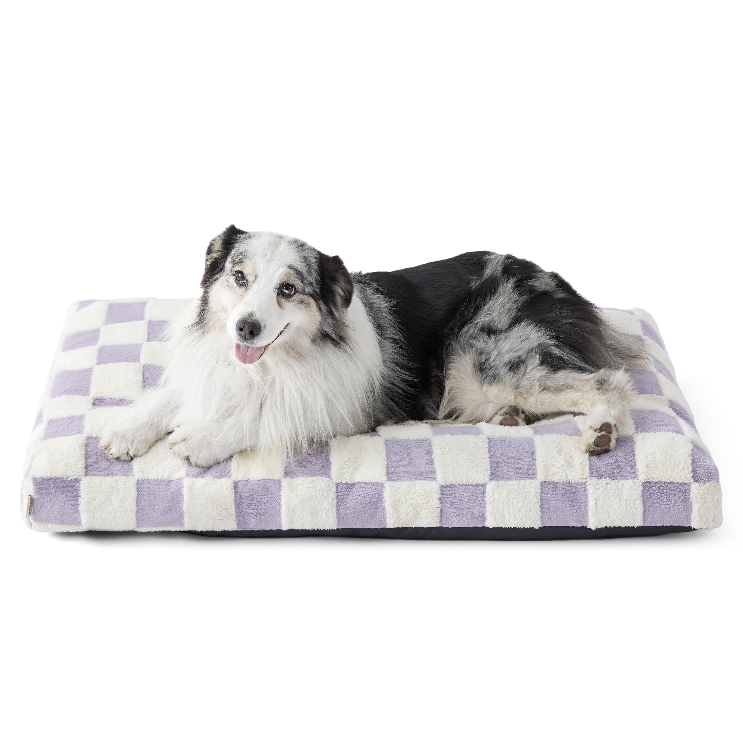 LE SURE XLarge Dog Bed-Thick Shredded Chopped Foam Pet Bed as Gift for Indoor with Removable Cover, Cute Modern Fuzzy Plush & Anti Slip Bottom, Purple
