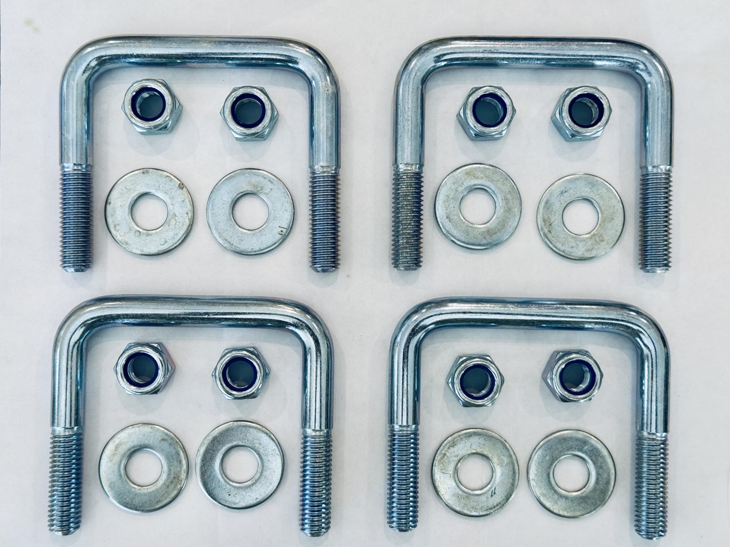 U-Bolts for 3x2 ROPS Tractors, Zinc Plated U-Bolt with Washers and Nyloc Nuts, 1/2" D x 3-1/8" (Inside Width) W x 3-1/2" L, 4 Pack