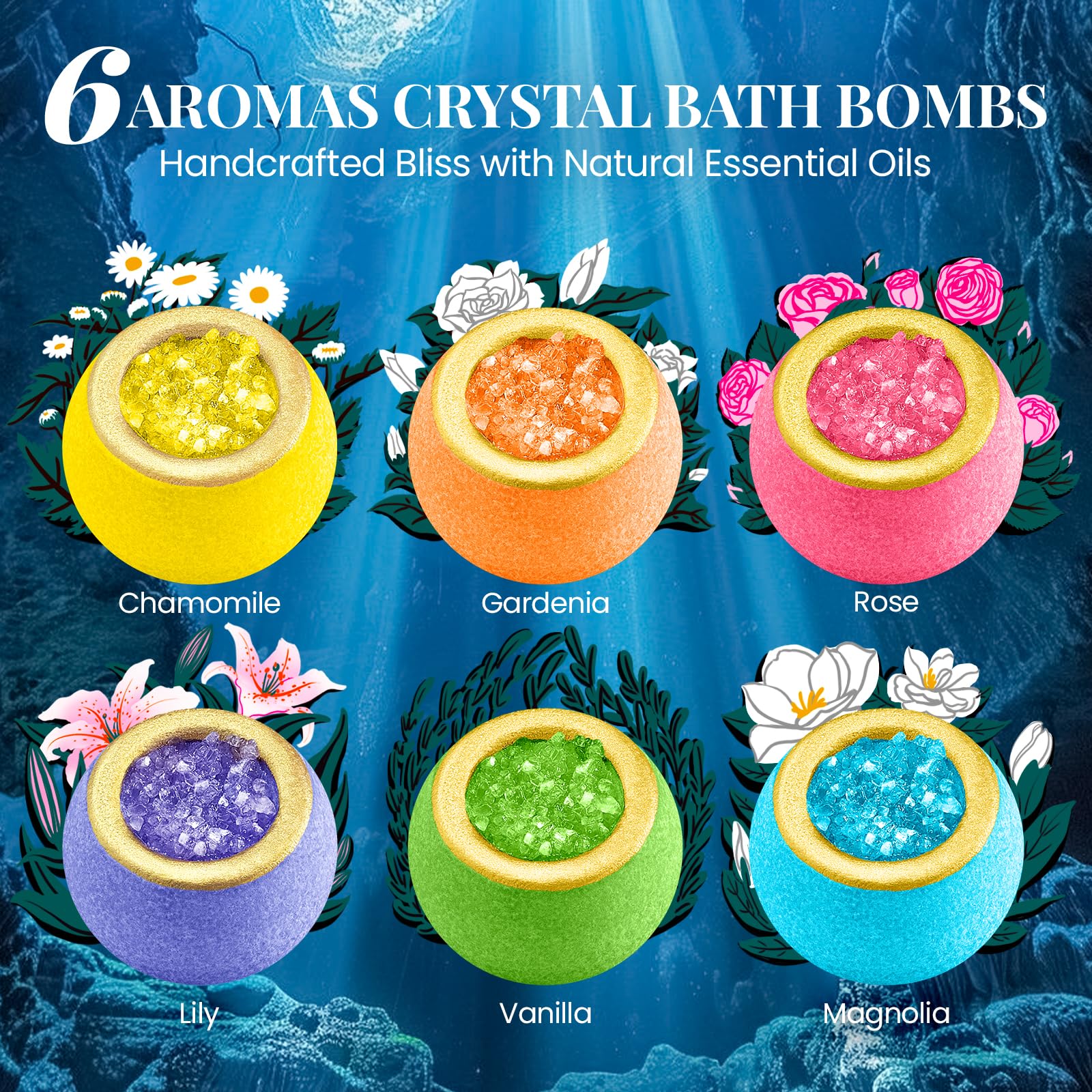 Amazon.com : Crystal Bath Bomb Gift Set – 12 Pack with 6 Natural