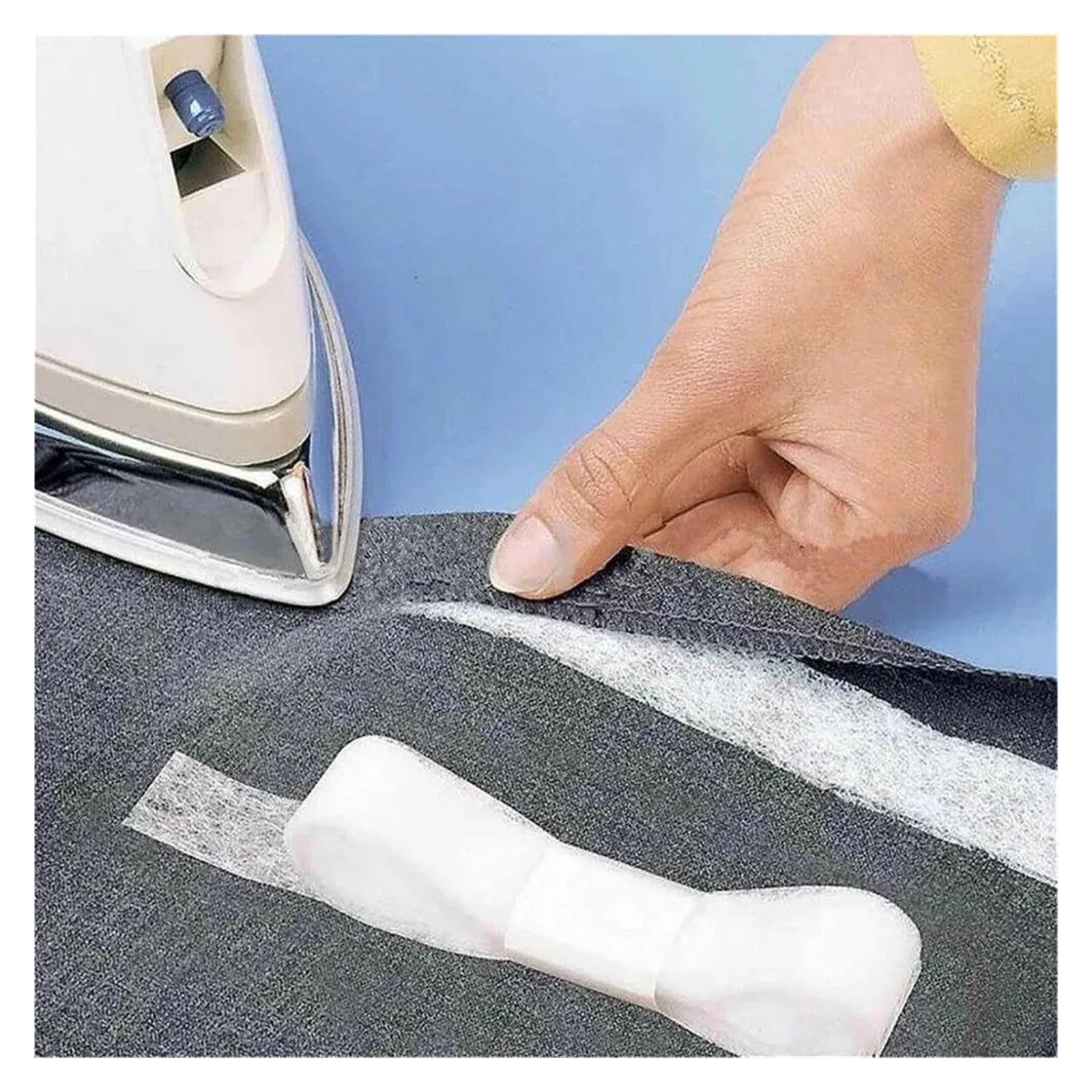Fabric Fusing Tape Iron On Hem Tape Hemming Strip for Pants Curtains(White-2pcs,1.5cm)