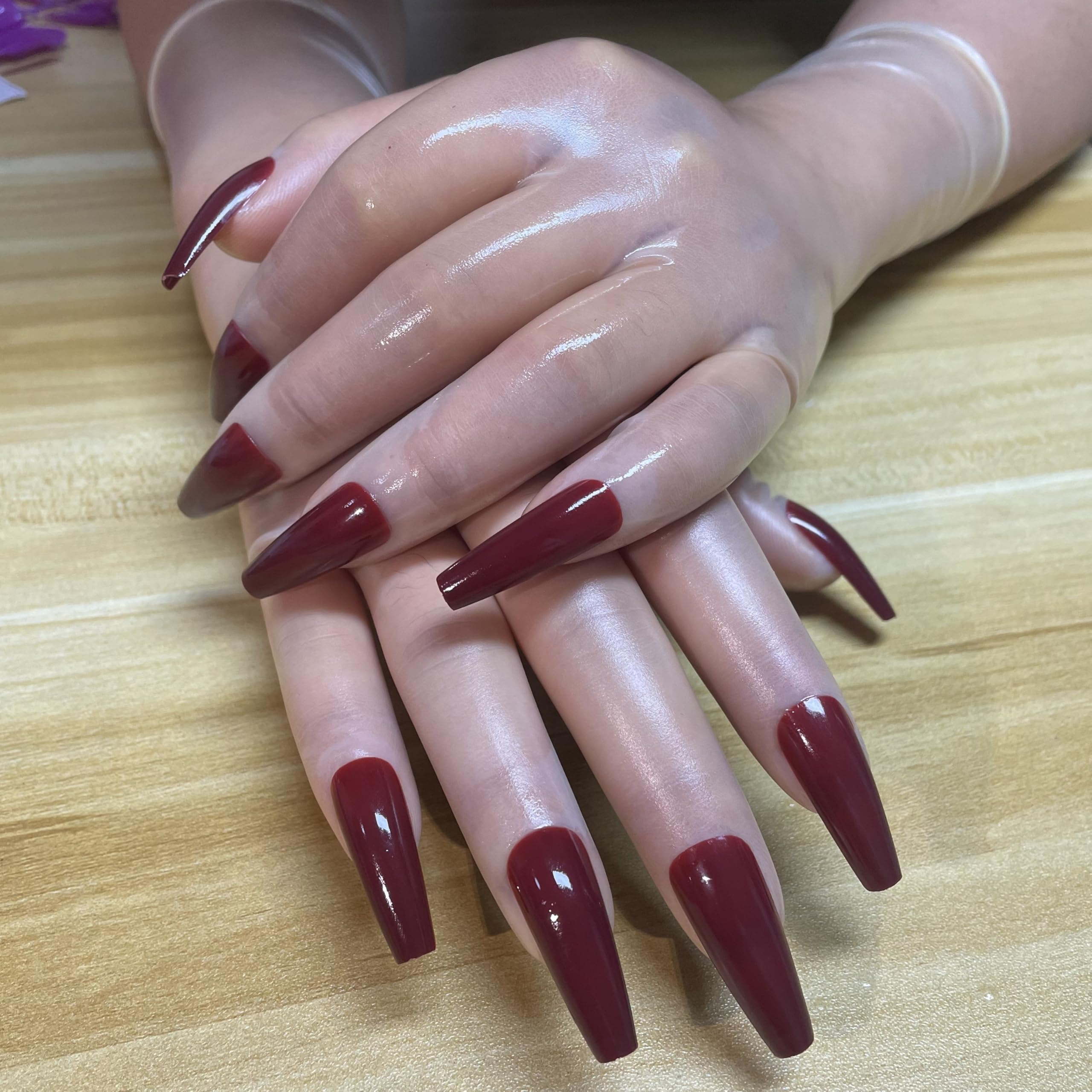 Generisch 0,1 mm Ultra Dünne Transparente Naturlatexhandschuhe mit Nägeln, Fünf Finger, Hohe Elastizität, Weich & Bequem, Unisex für Damen & Herren, Kostümzubehör für Cosplay