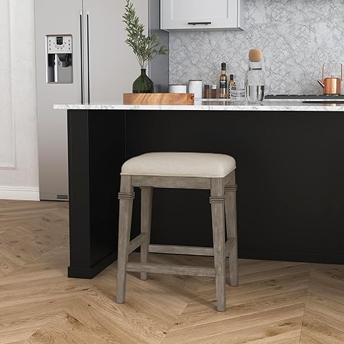 Miniatura 2 de Hillsdale Furniture Arabella Taburete de mostrador sin espalda, gris envejecido