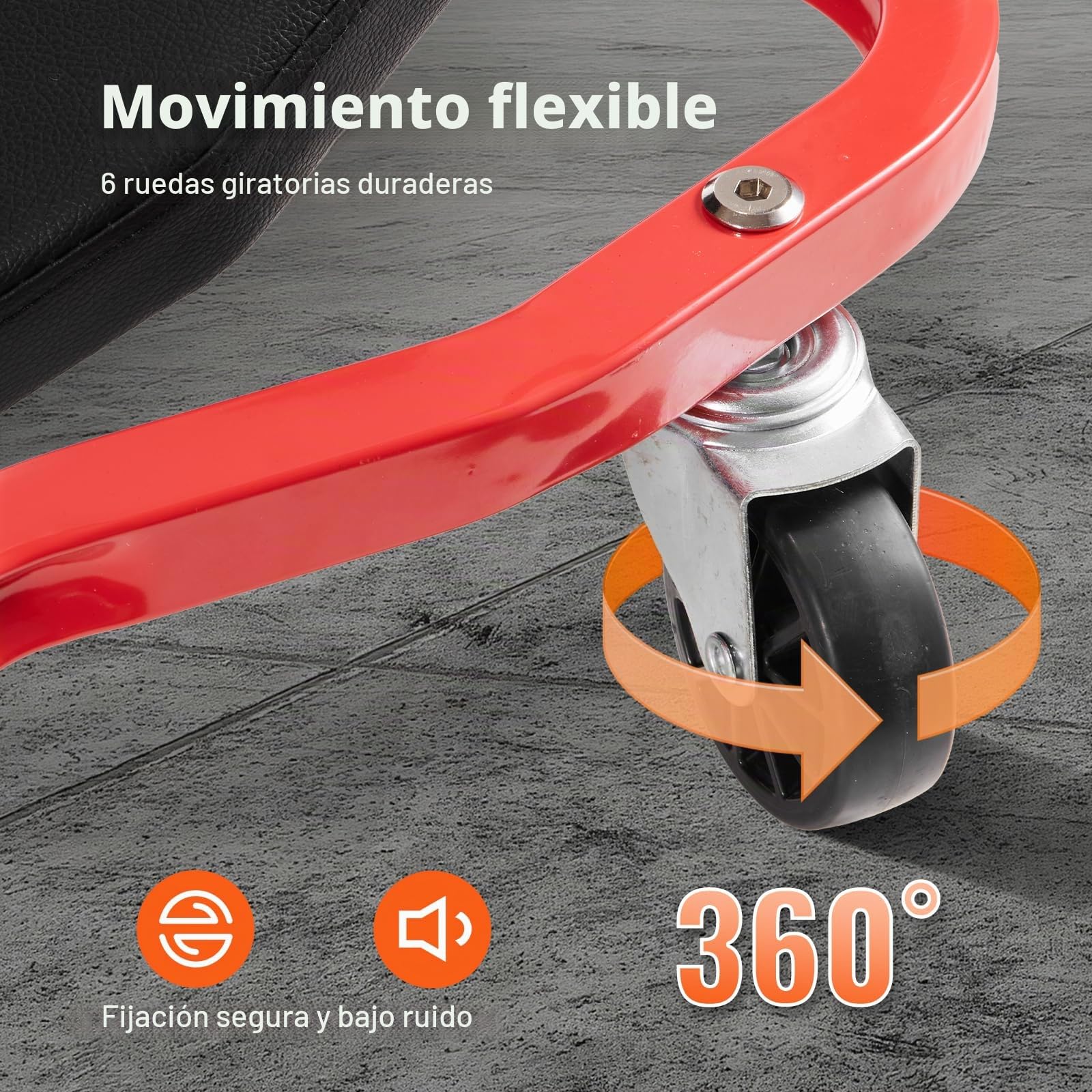VEVOR Camilla Mecánica para Garaje, Carga 136,1 kg, Camilla Rodante Automotriz con 6 Ruedas, Reposacabezas Acolchado Ajustable, para Garajes, Talleres de Reparación y Bricolaje, 1095 x 555 x 220 mm