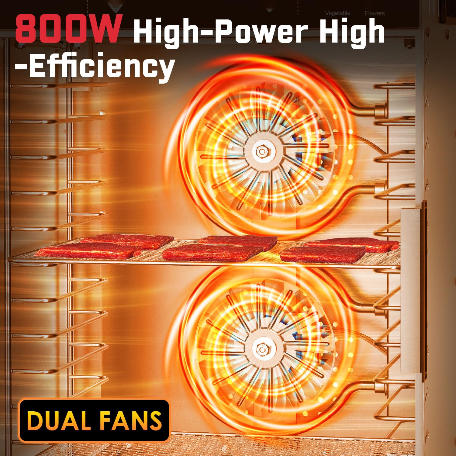 HOPERAN - Deshidratador de alimentos de acero inoxidable deshidratador eléctrico 800W con 4 preajustes, temporizador ajustable, control de temperatura, deshidratador de alimentos digital para