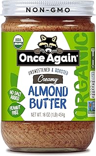 Once Again Organic Creamy Almond Butter, 16oz - Roasted - Salt Free, Uns...