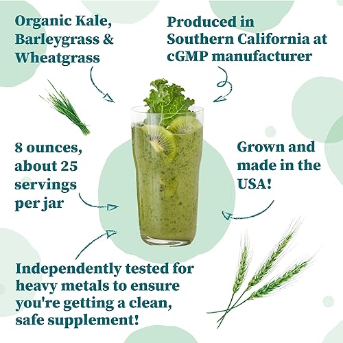 Miniatura 4 de Nature Restore Organic Greens Powder USA, hierba de trigo cultivada en Estados Unidos, col rizada, hierba de cebada, fabricado en Estados Unidos