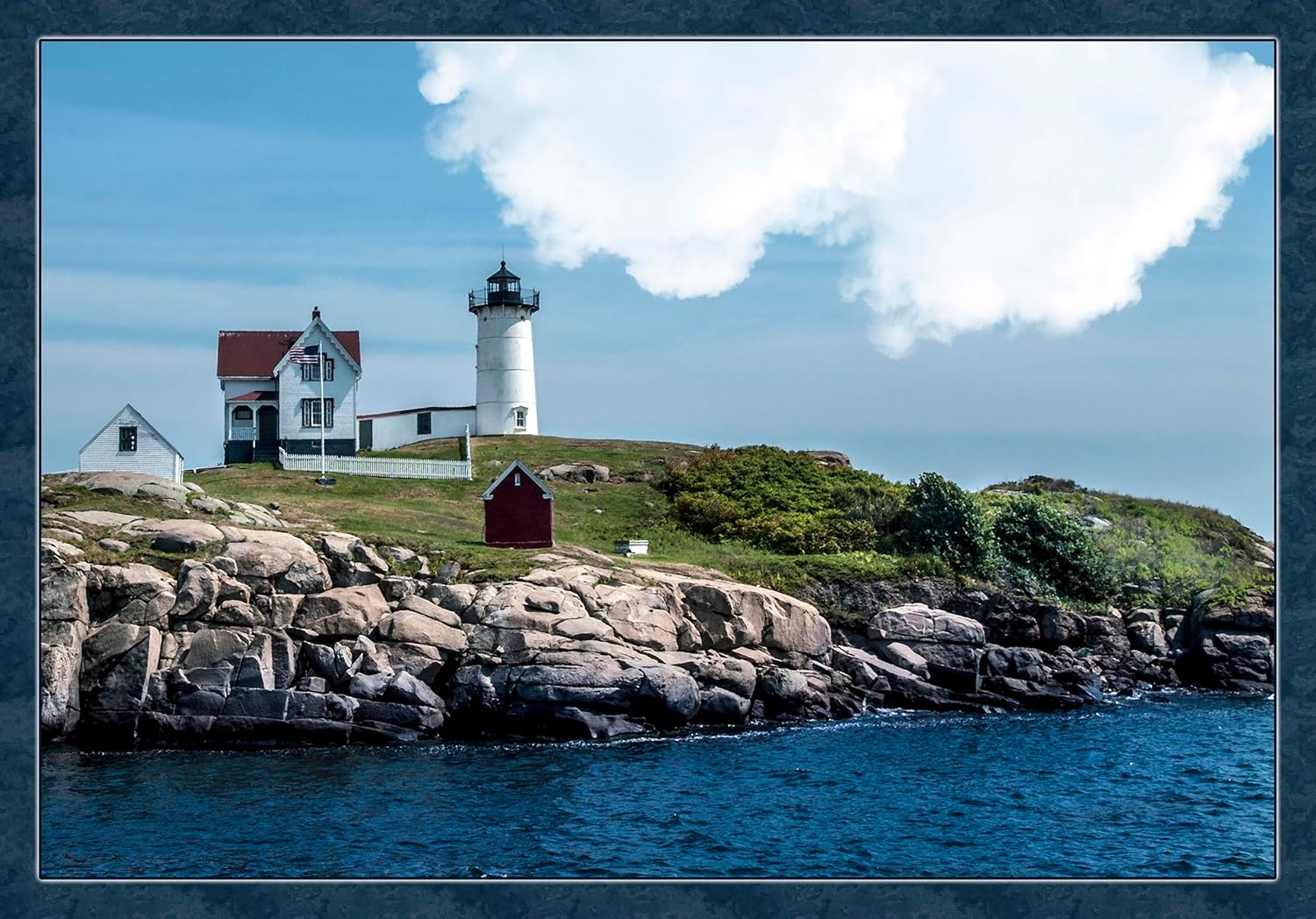 Nubble Lighthouse Fabric Panel, OCE-040, Panel Size is 24” X 16.75”, Quality Quilting Cotton