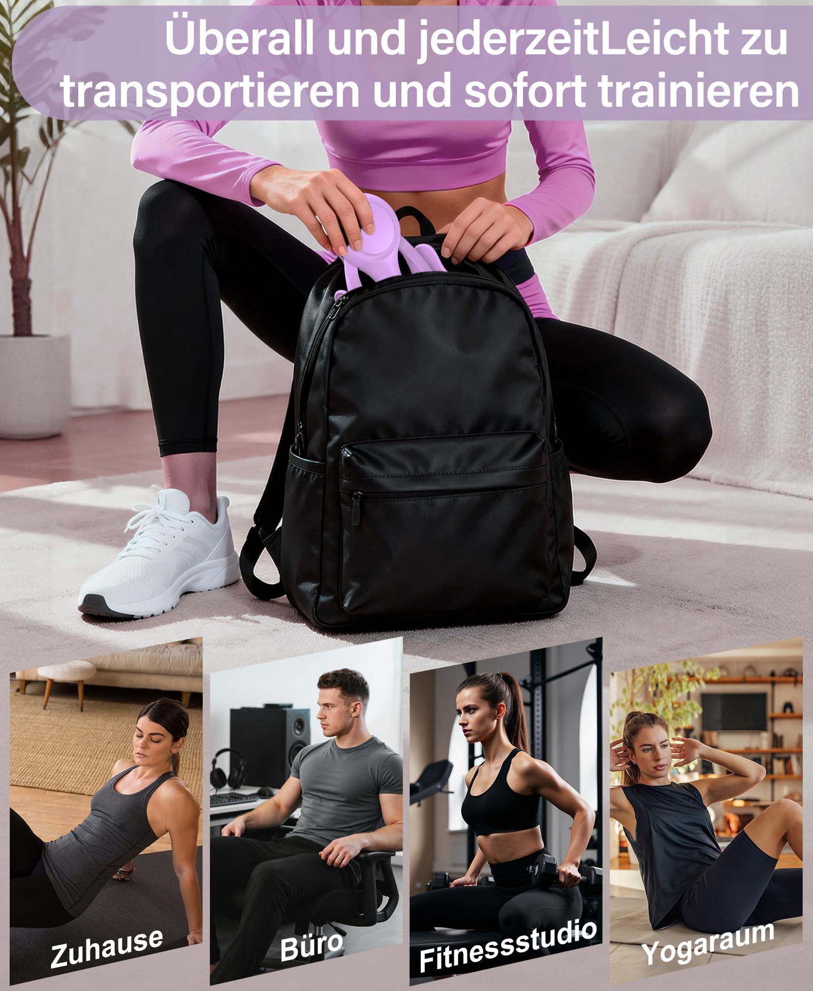 Oberschenkeltrainer Beinpresse für Zuhause 6.8-31.8kg Beckenboden Trainingsgerät Beintrainer für Damen/Herren, Kegel Beckenbodentrainer für Postpartum Erholung mit Widerstandsband