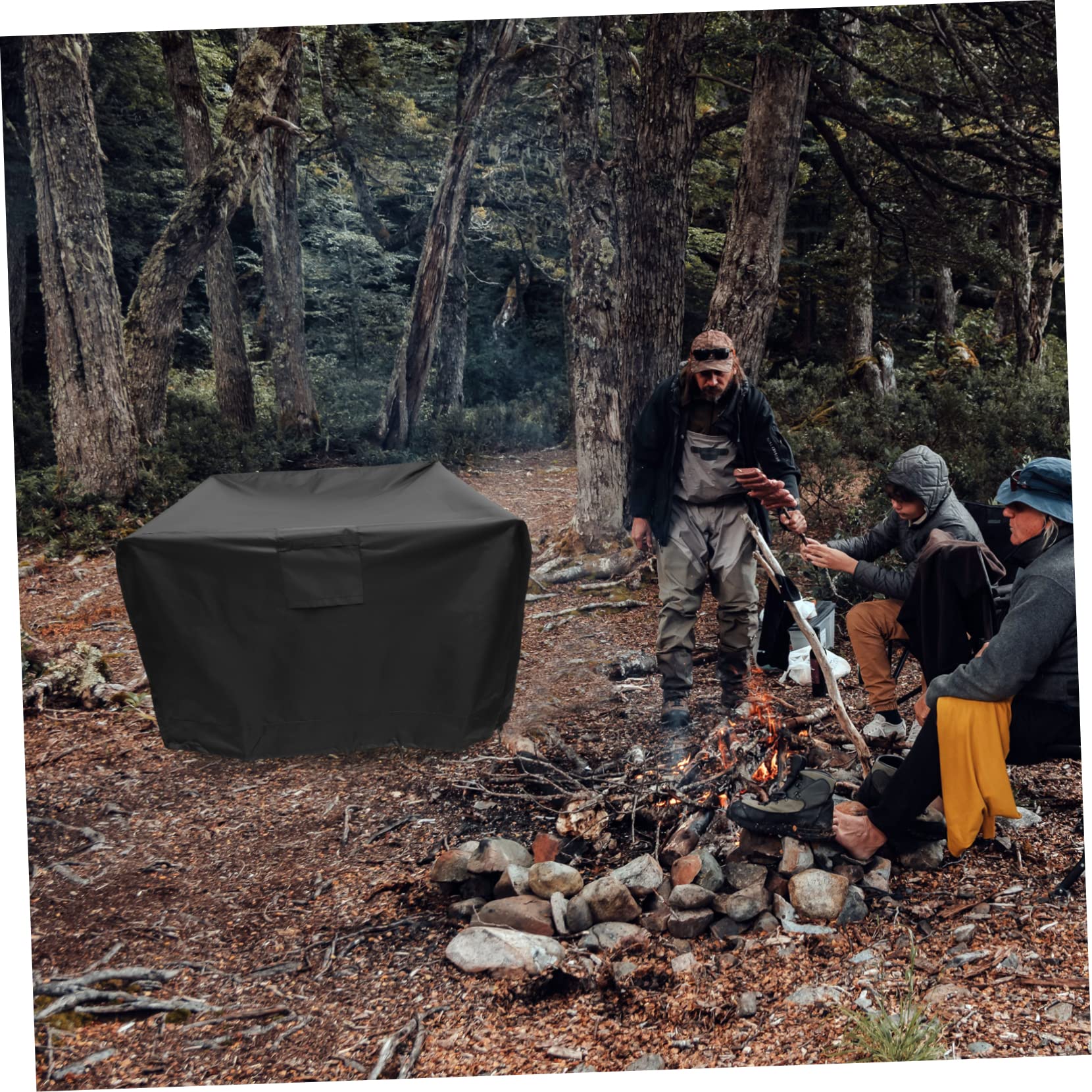 Copertura per Barbecue Oxford 420d Nero Resistente e Compatta Anti-invecchiamento per Esterni Copri Grill per Barbecue Tondo