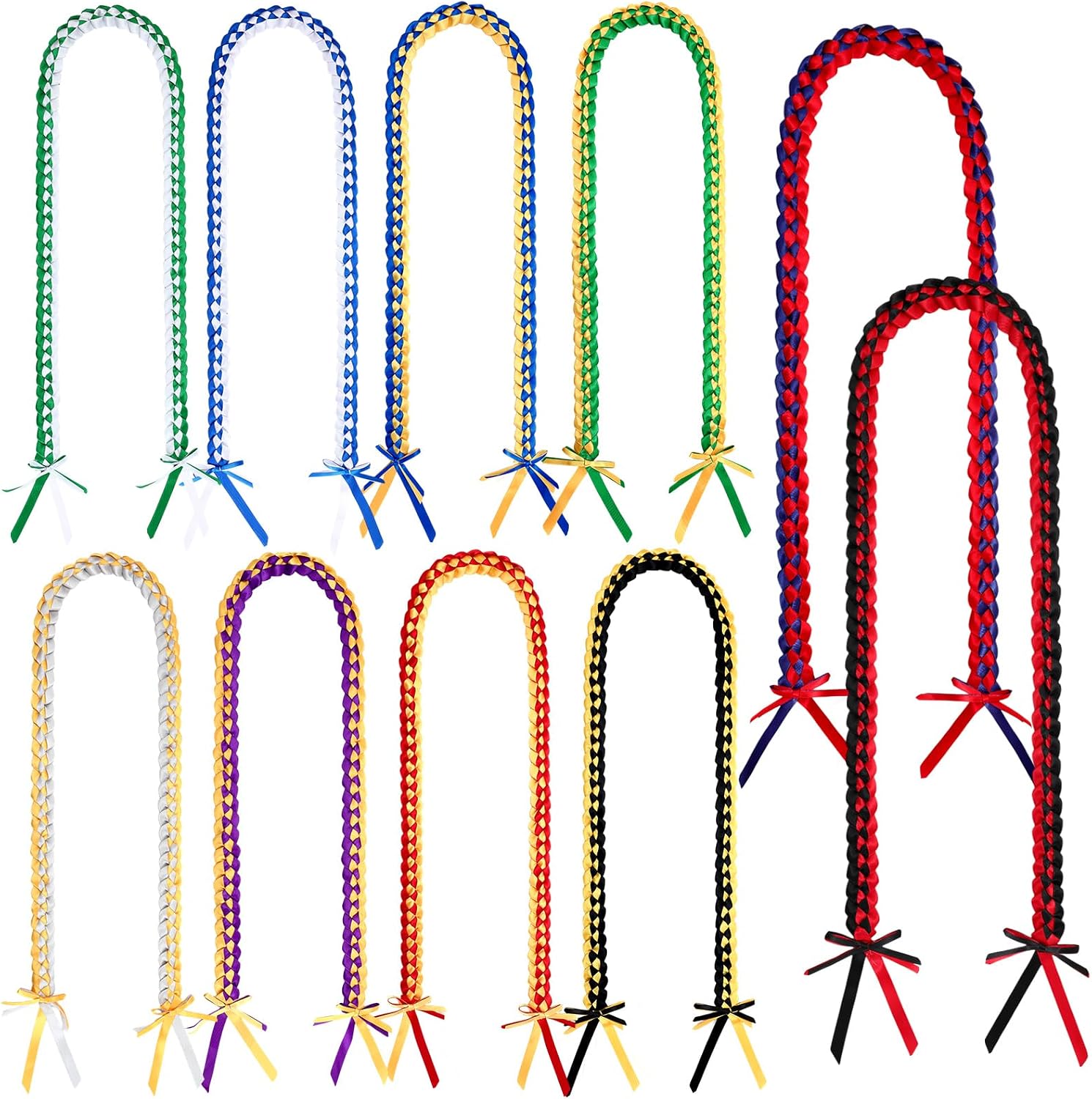 10 Pcs Graduation Braided Ribbon Leis Handmade Graduation for Class of 2025 Braided Honor Rope Leis Ribbon for Grads Parties Accessories Decorations
