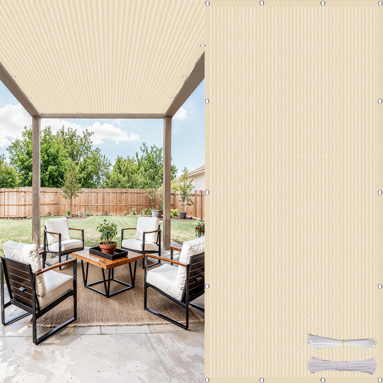 Filet d'ombrage anti-UV 95% résistant au vent pour protection de balcon